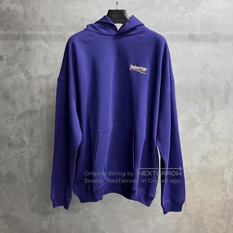 Balenciaga Balenciaga Blue letter embroidery hooded long-sleeved swea Size US L / EU 52-54 / 3 - 1 Thumbnail