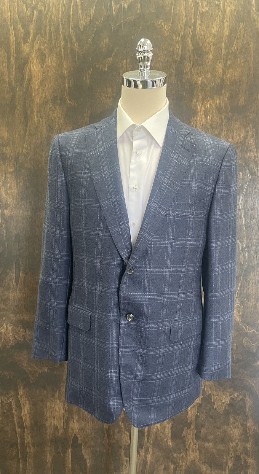 Windowpane Check Print Cashmere Jacket