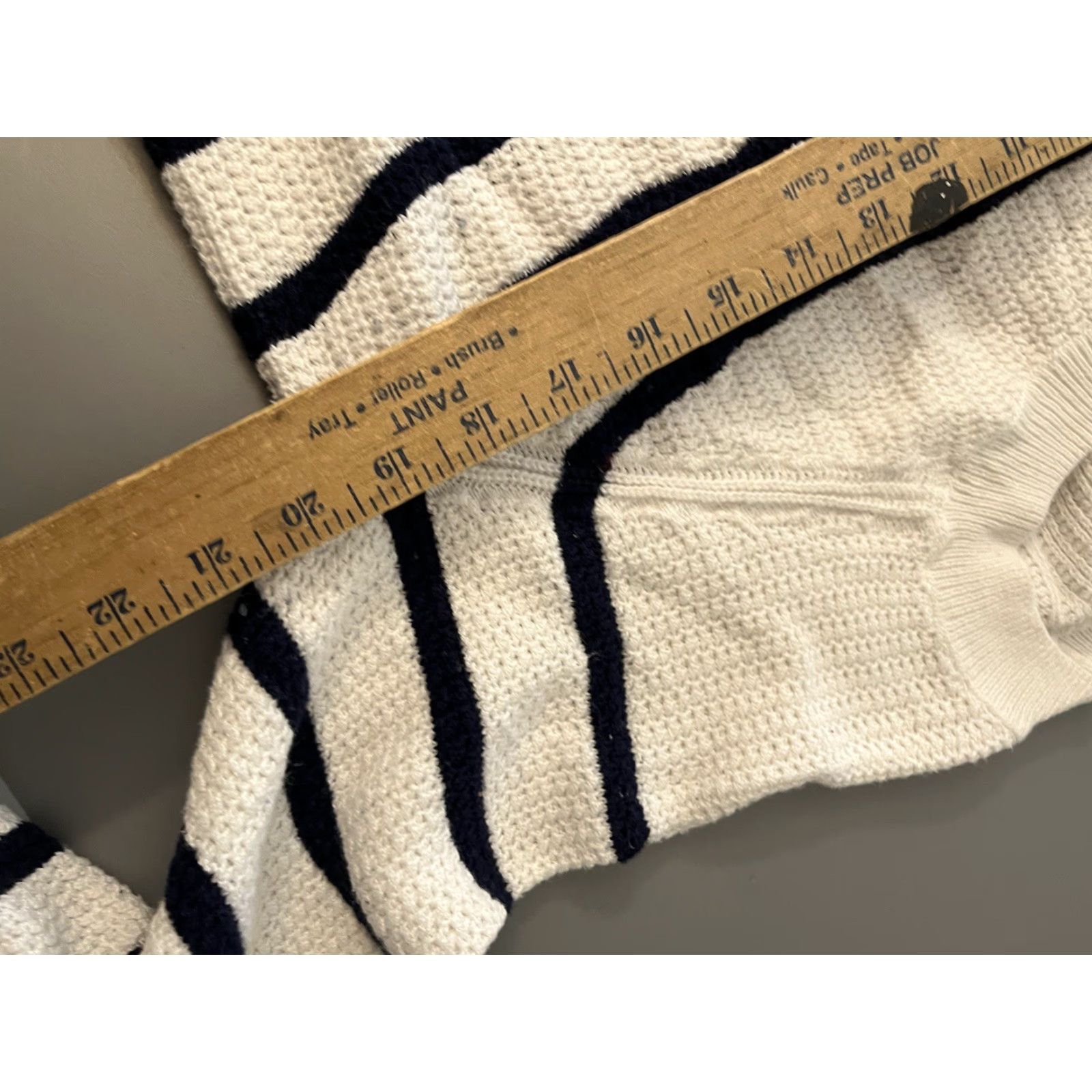 Old Navy Old Navy White Blue Striped Knit Mock Neck Sweater - L Womens Pullover Casual. Size L / US 10 / IT 46 - 5 Thumbnail