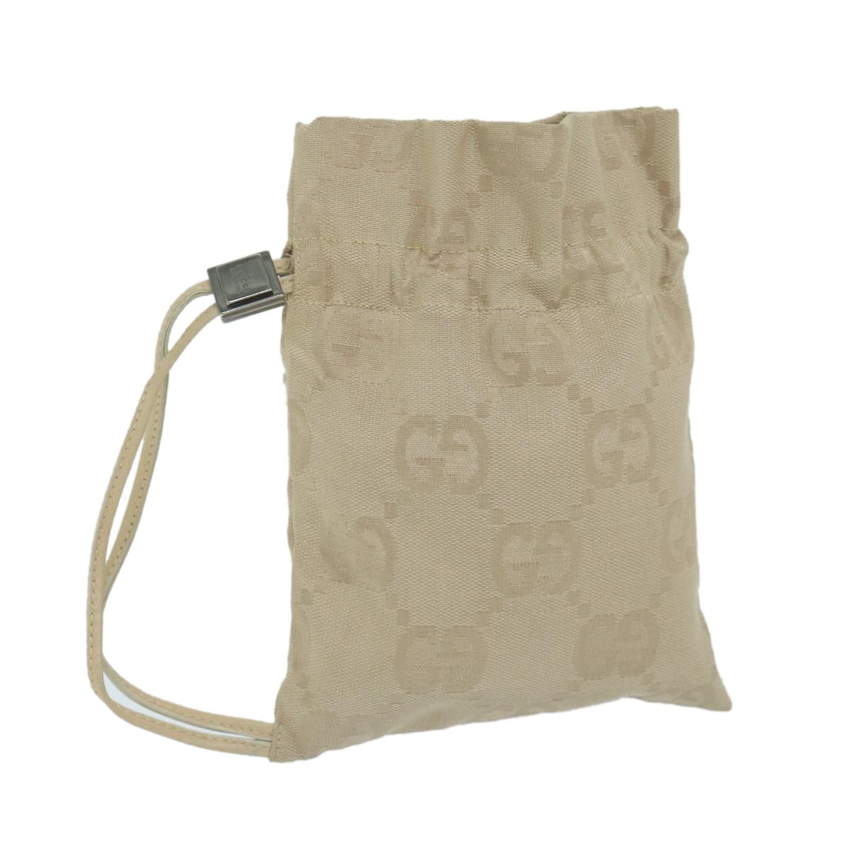 Gucci Drawstring Beige Canvas Clutch Bag (Pre-Owned) Size ONE SIZE - 1 Thumbnail