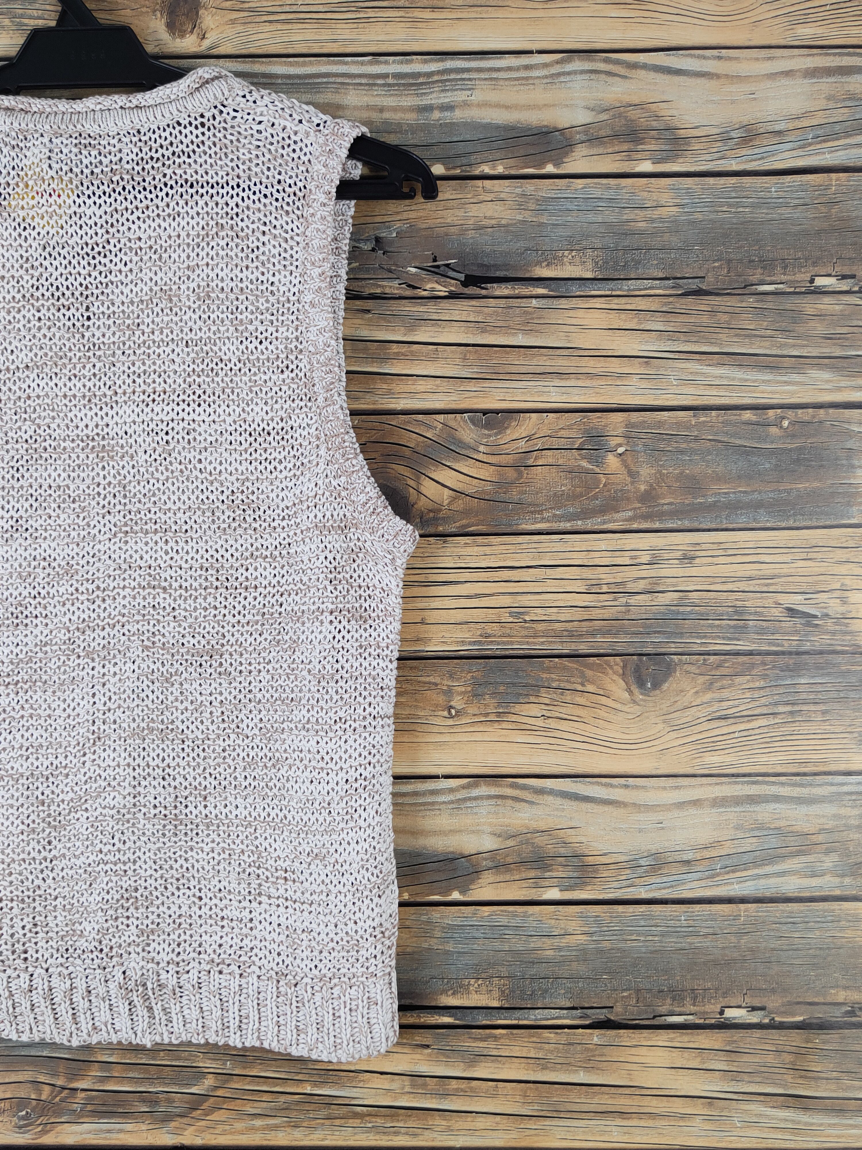 Aran Isles Knitwear Riche Beau Light Brown crochet meshnet Knitwear Vests #W1447 Size S / US 4 / IT 40 - 9 Thumbnail