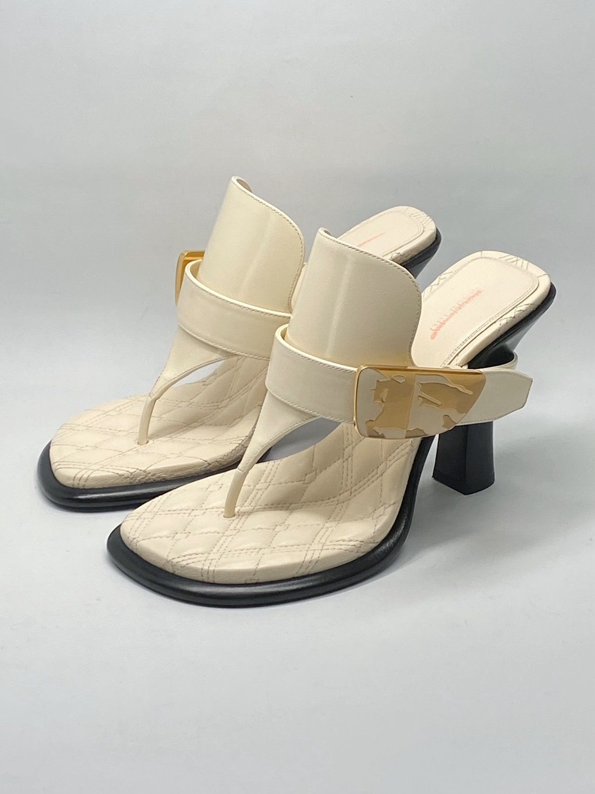 Burberry 100Mm Bay Leather Mule Shoess Size 36 Shoes in White, Women's