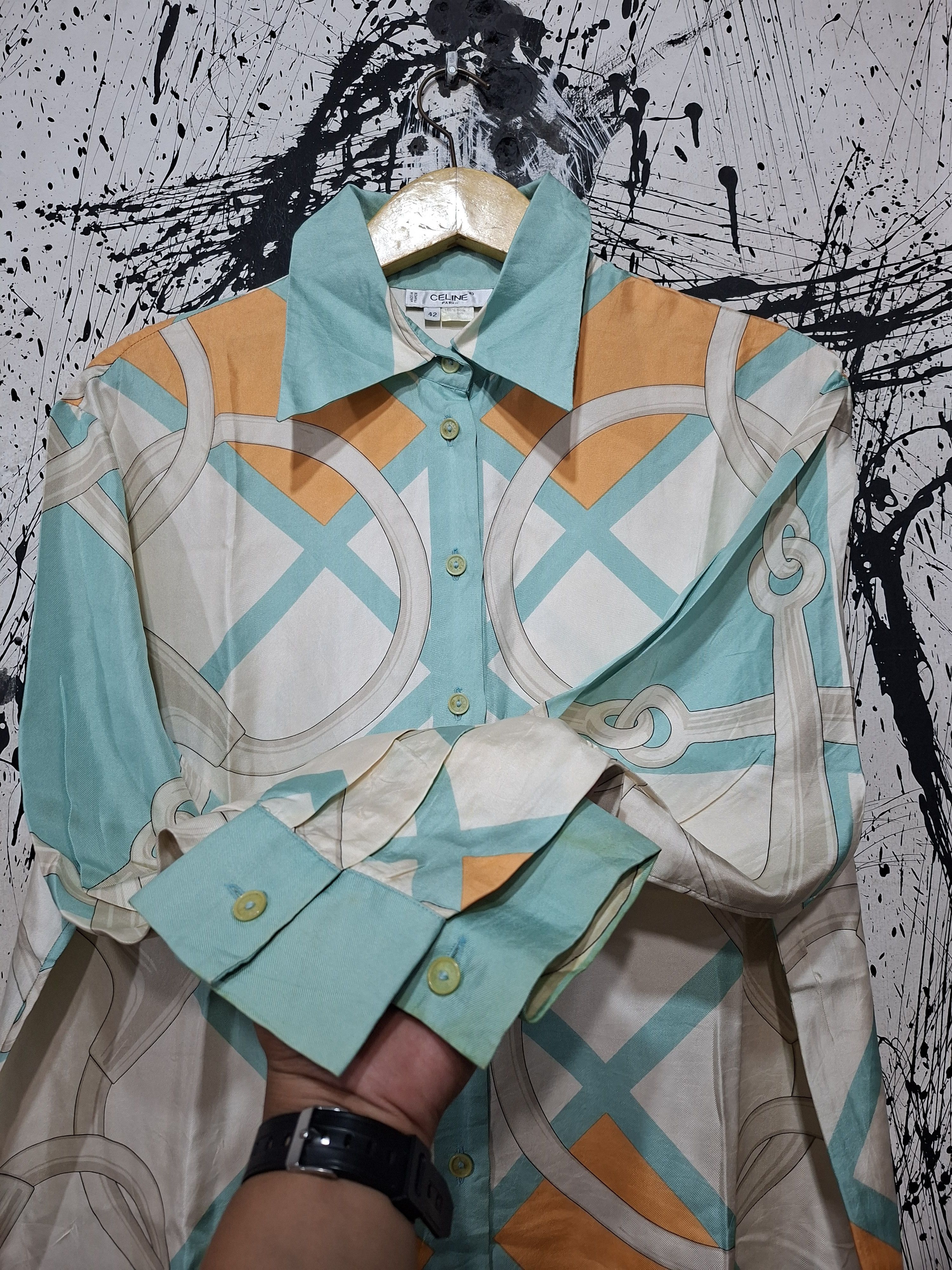 Celine 90'S CELINE PARIS BAROQUE SILK PRINTED SHIRT Size L / US 10 / IT 46 - 7 Thumbnail