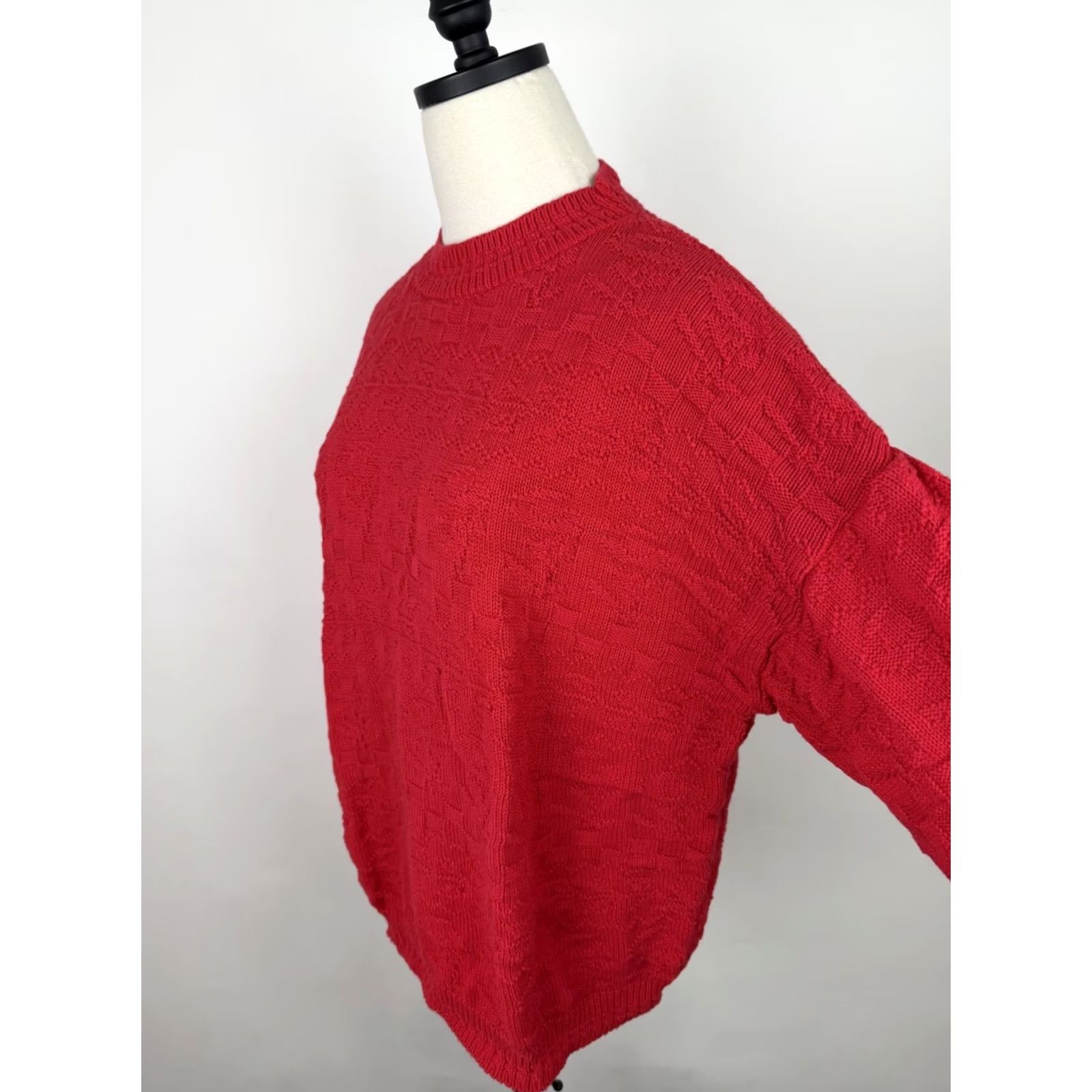Vintage VINTAGE Cuddle Knit Sweater Womens Large Red Floral Cotton Knit Pullover 80s 90s Christmas Womens Size L / US 10 / IT 46 - 6 Thumbnail