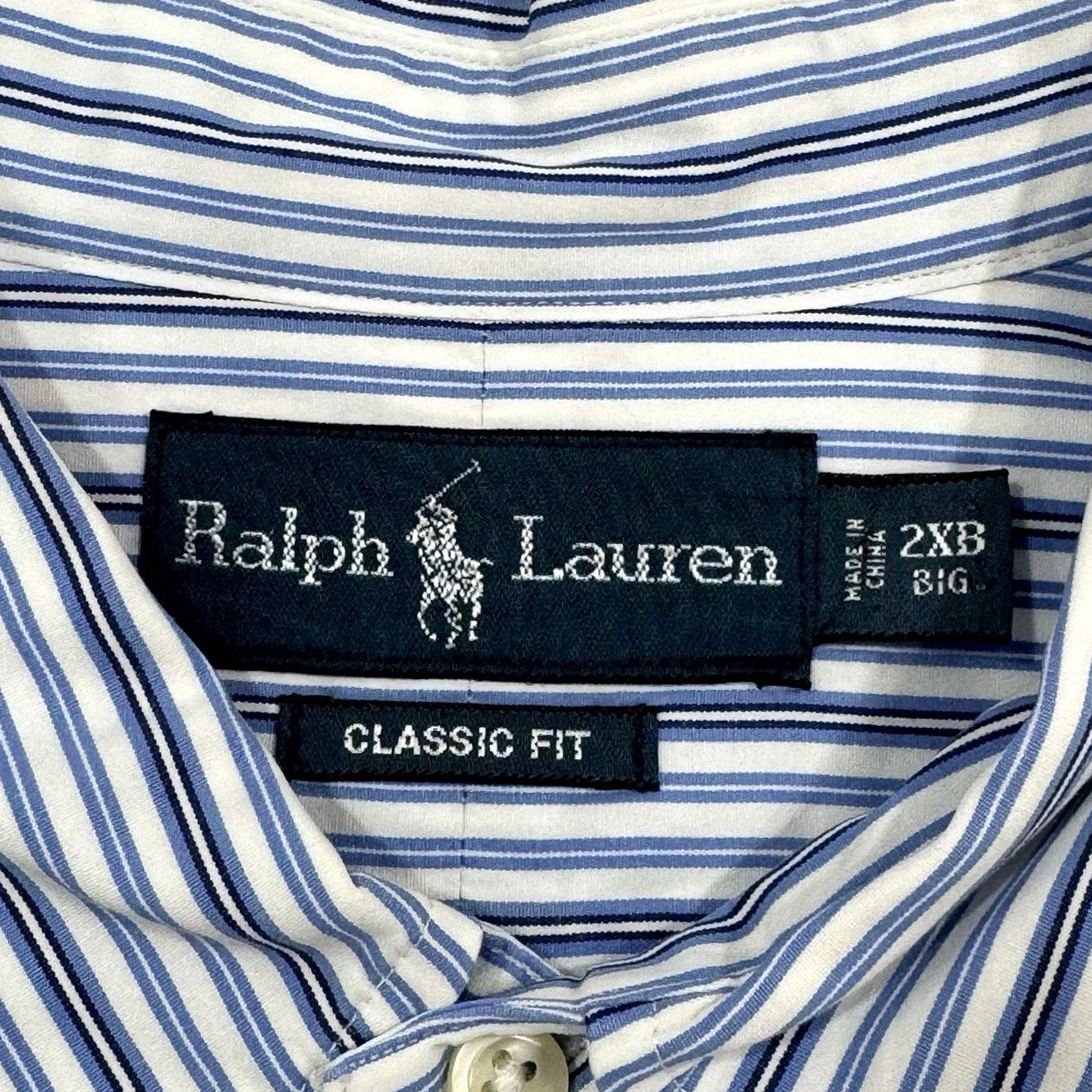 Polo Ralph Lauren VINTAGE Polo Ralph Lauren Button-Down Shirt Men’s 2XB Big & Tall Striped Blue Long Sleeve Knit Cotton Button-Up Collared 1953 Mens Big 2X Size US XXL / EU 58 / 5 - 4 Thumbnail