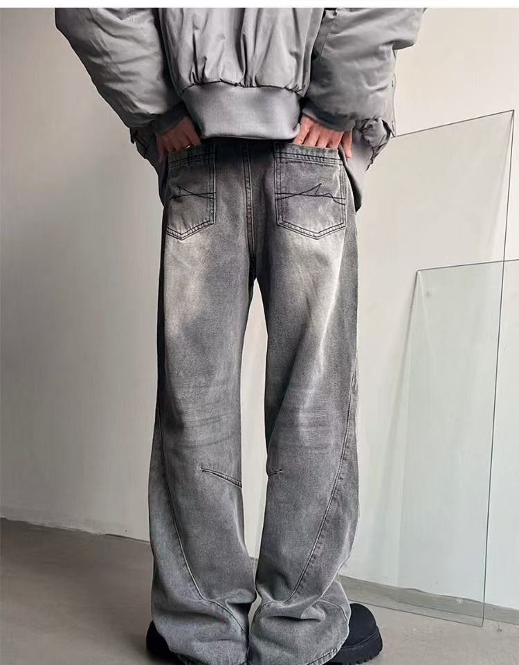 Vintage Men's Grey Street Vintage Washed Straight Jeans Size US 32 / EU 48 - 3 Thumbnail