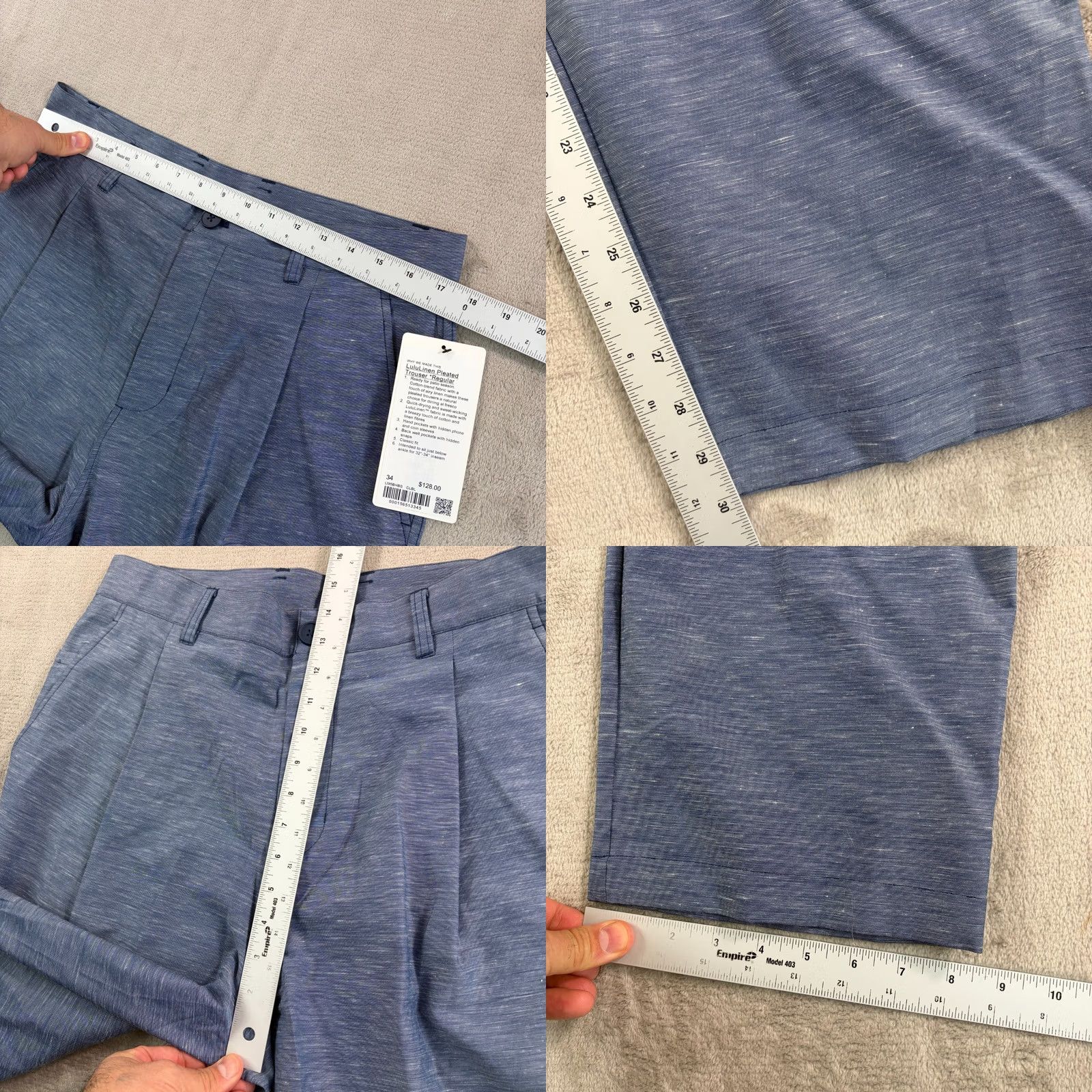 Lululemon Lululemon Lululinen Pleated Trouser Pants Club Blue Men 34x30 NWT Casual Chino Straight Pants Solid Blue Vintage No 5-Pocket Size US 34 / EU 50 - 8 Thumbnail