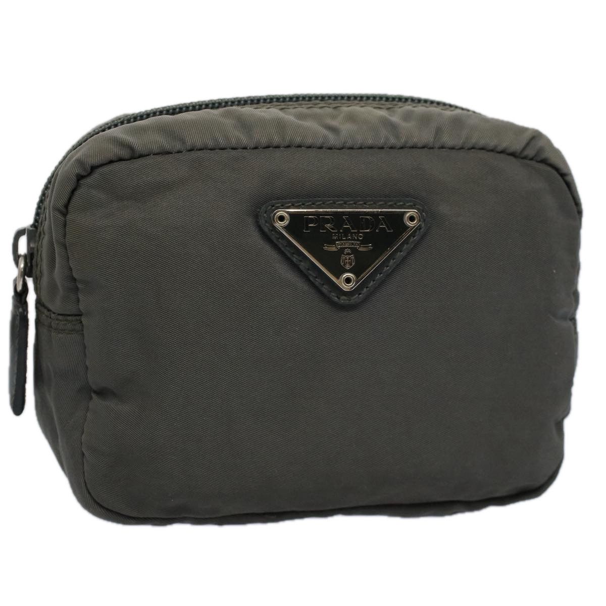 image of Prada Pouch Nylon Gray Auth Fm2851 in Grey, Women's