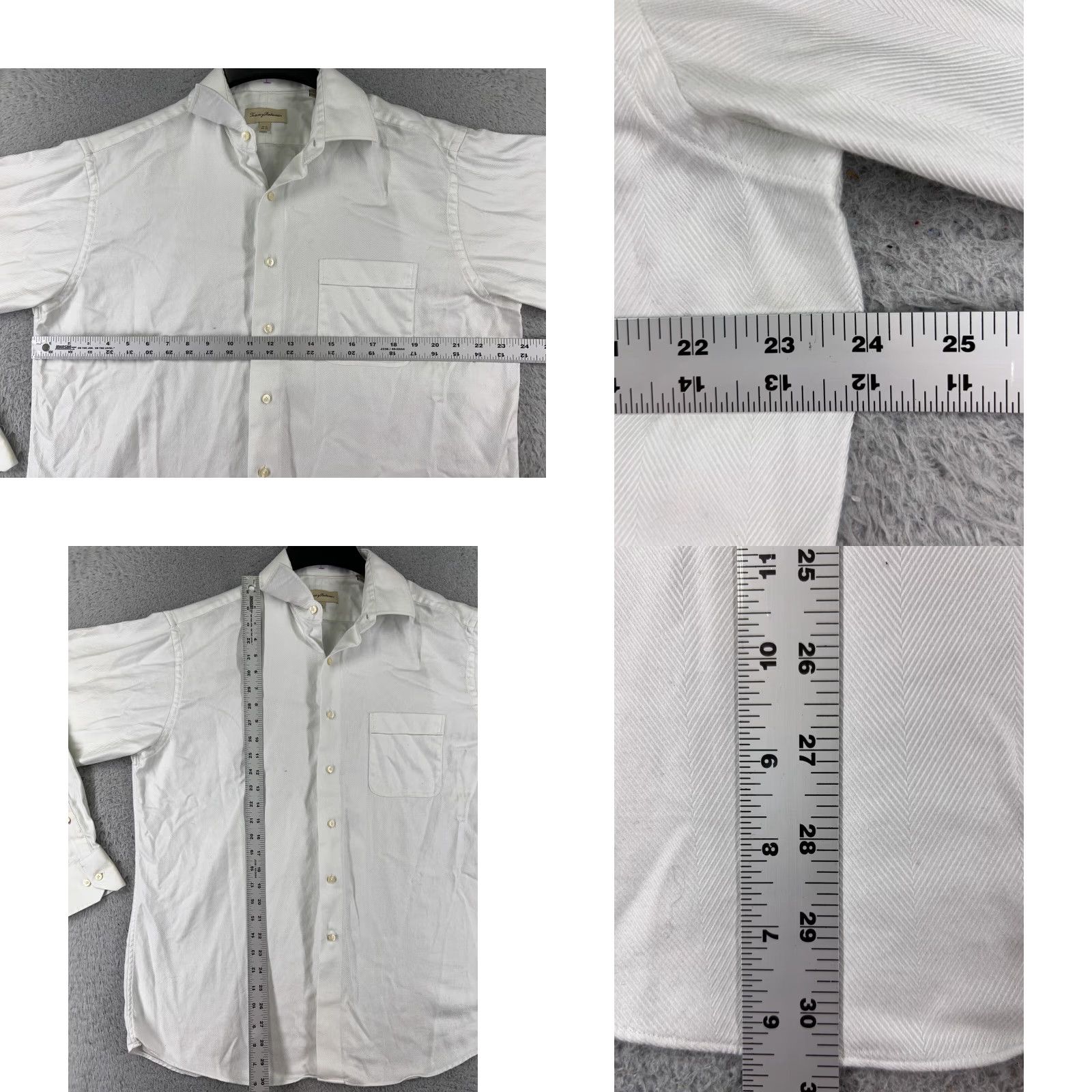 Tommy Bahama VINTAGE Tommy Bahama Shirt Men White Long Sleeve Button-Up Herringbone 16.5 Casual, Resort, Aloha, Hawaiian, Beach Mens Size US XL / EU 56 / 4 - 8 Thumbnail