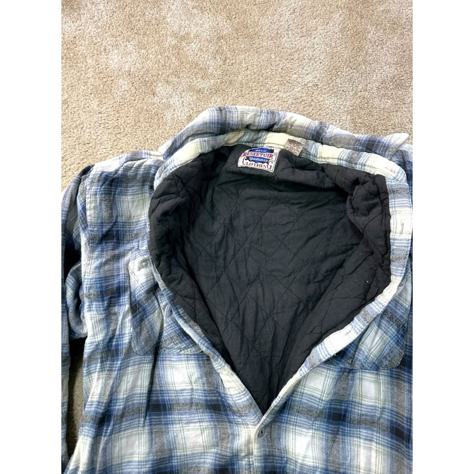 Vintage VINTAGE Quilt Lined Flannel Shirt Jacket Mens Large Plaid Workwear Button Front Blues Reservoir Clothing Quilted Lined Jacket Cowboy Western Size US L / EU 52-54 / 3 - 2 Thumbnail