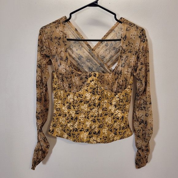 KNWLS Knwls Scythe Corset Yellow Wallflower Floral Sheer Top - S Size S / US 4 / IT 40 - 2 Thumbnail