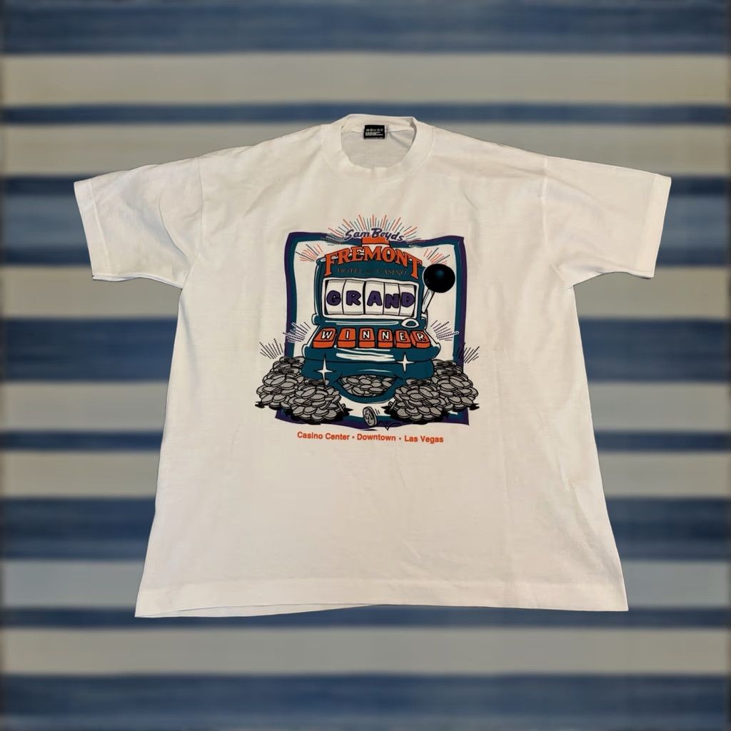Vintage VINTAGE Fremont Las Vegas Shirt Sam Boyds Hotel Casino Single Stitch XL Made USA Mens T-Shirt White 90s Casino Graphic Print Single Stitch USA Size US XL / EU 56 / 4 - 1 Thumbnail