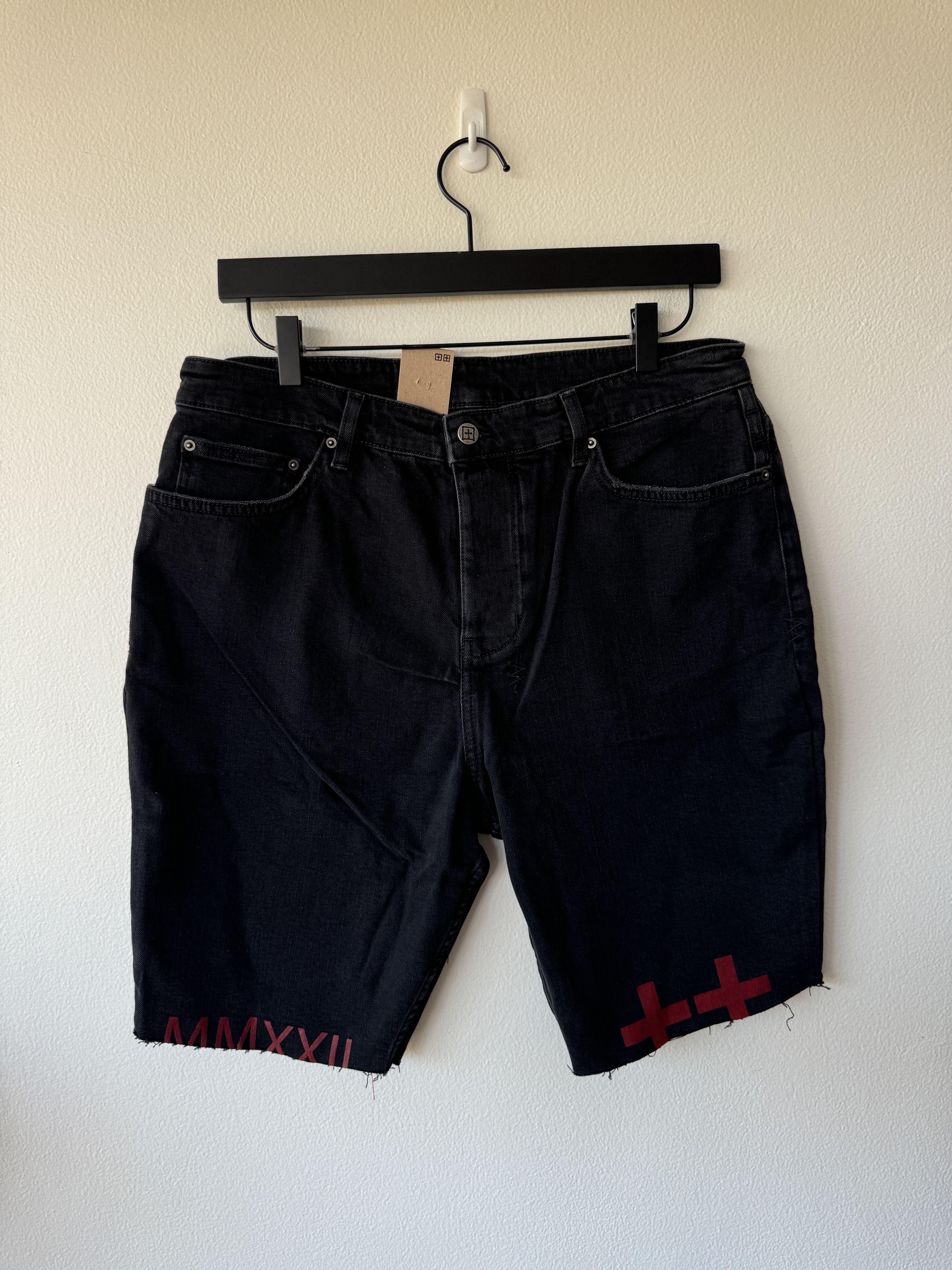 image of Ksubi Denim Wolf Short 33 Black World Tour Red Logo, Men's