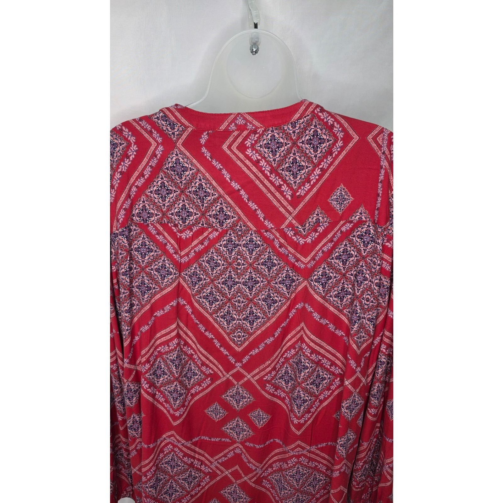 Other Vintage America Boho Peasant Blouse Red Embroidered Lace Size XL / US 12-14 / IT 48-50 - 3 Thumbnail