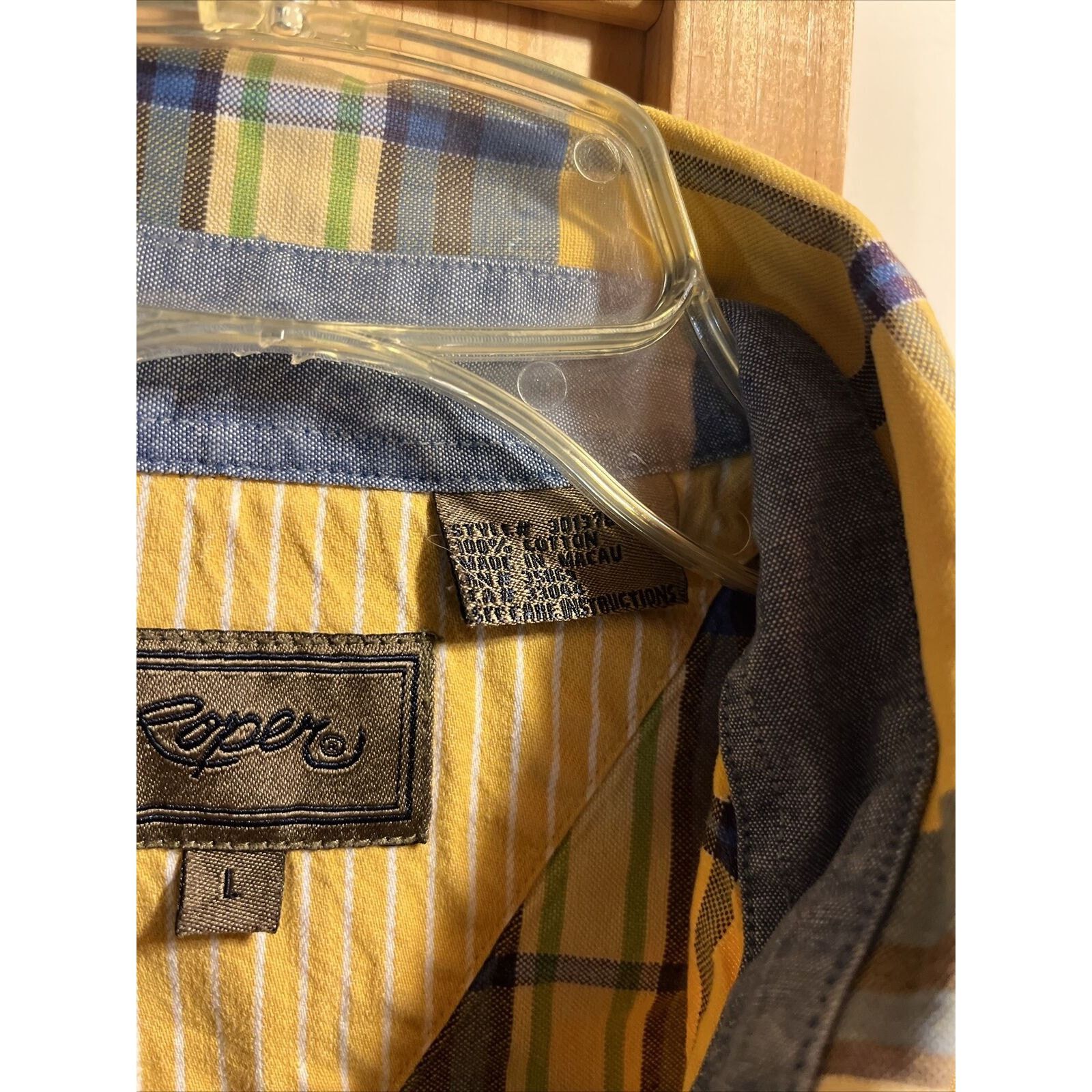 Roper Roper Vintage Men’s L Yellow Plaid LS Cotton Western Shirt Size US L / EU 52-54 / 3 - 4 Thumbnail