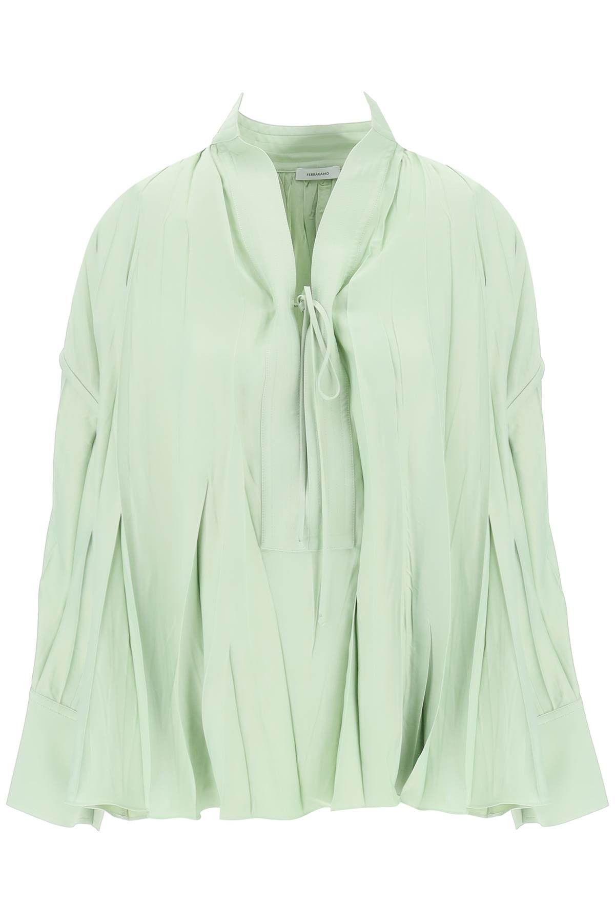 image of Salvatore Ferragamo Ferragamo Caftan-Style Blouse in Sage, Women's (Size Small)