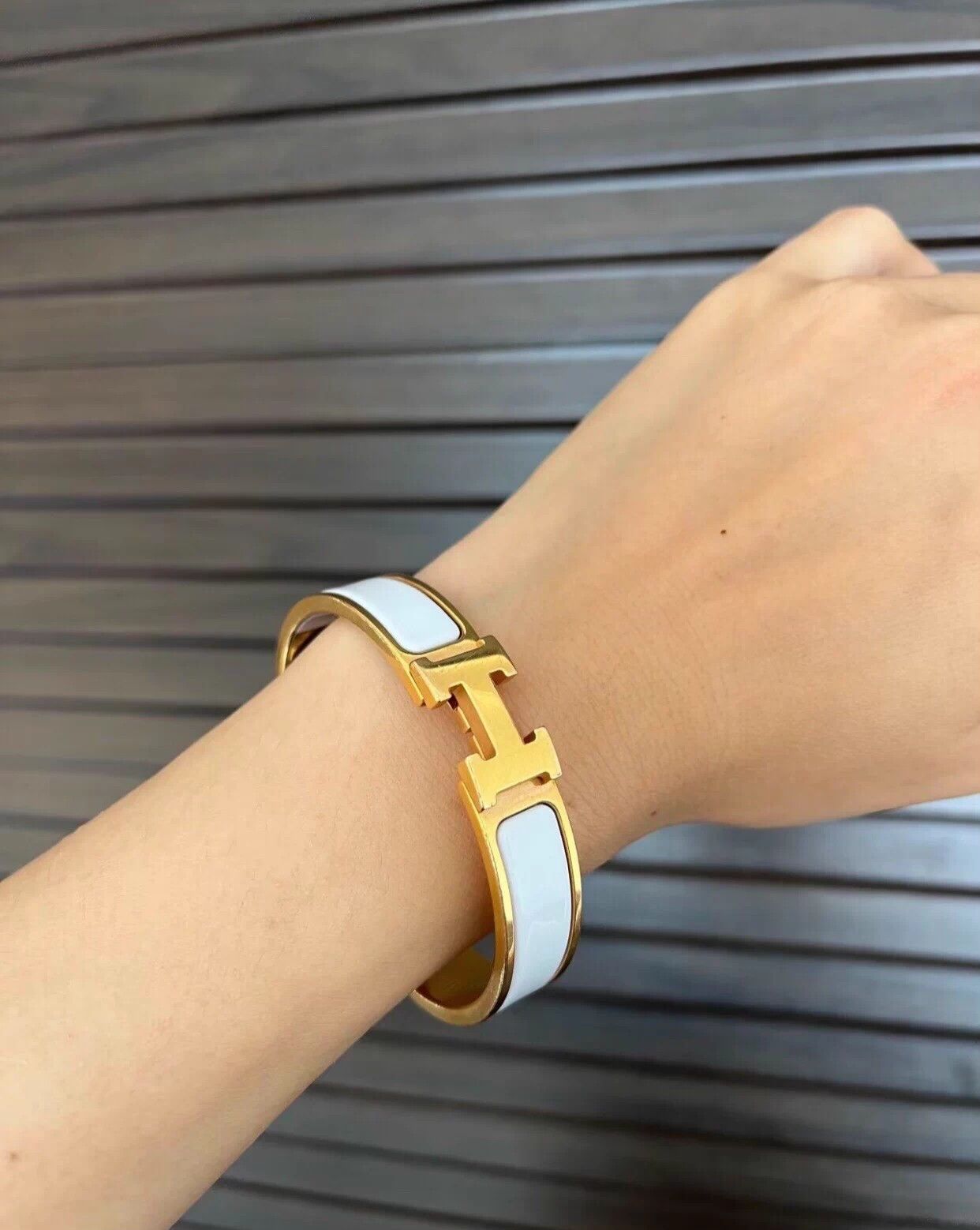 Hermes Hermes Clic H White Enamel Gold Clasp Bracelet PM Size ONE SIZE - 2 Thumbnail