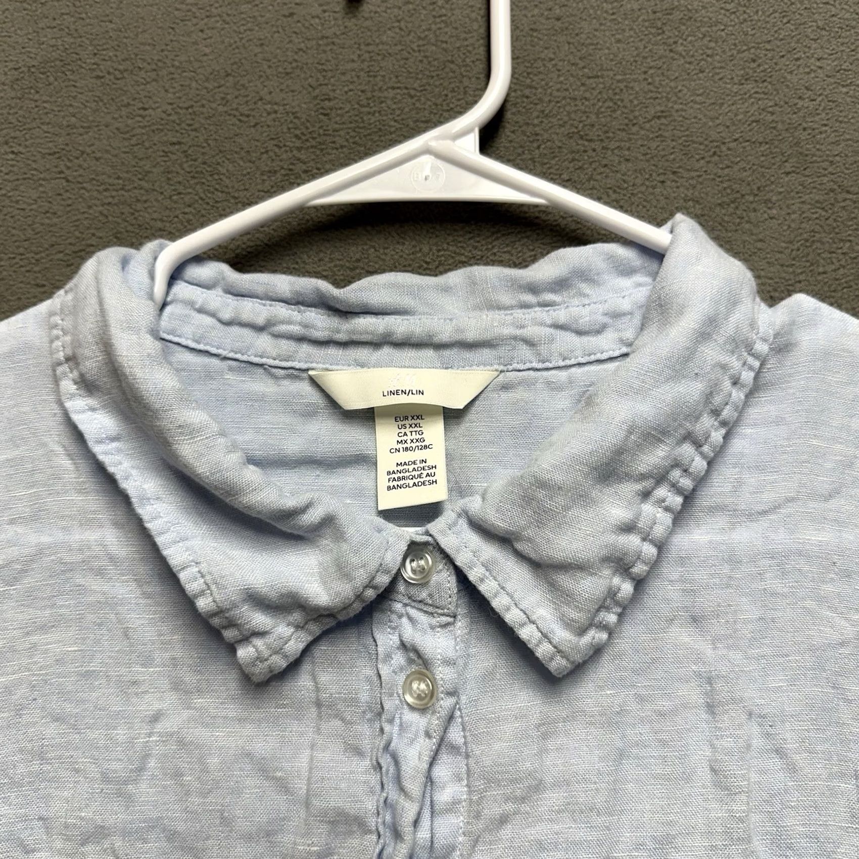 H&M H&M Shirt Womens 2XL Button Up Linen Long Sleeve Casual EUC Blue Size XXL / US 16-18 / IT 52-54 - 3 Thumbnail