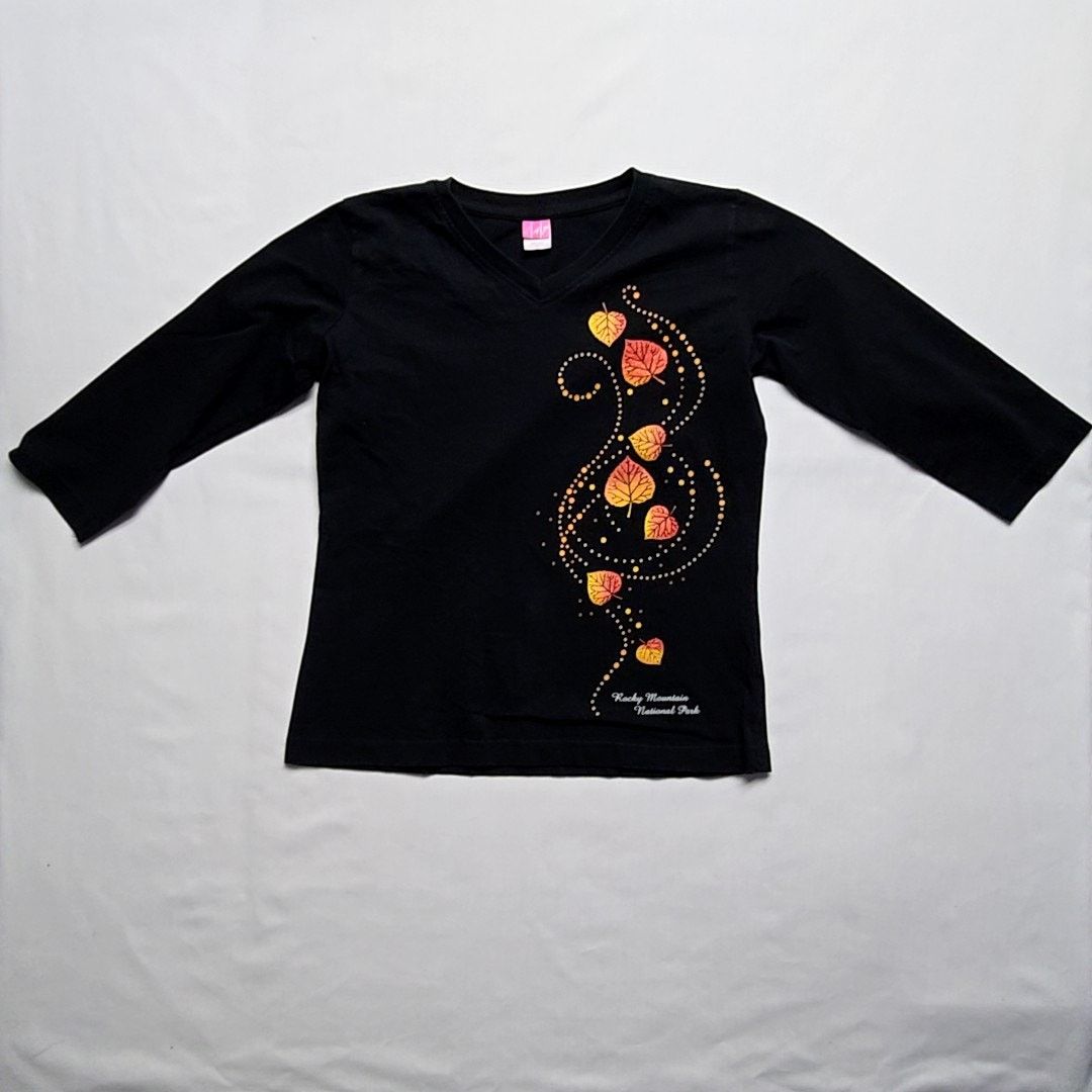 Vintage Rocky Mountain Park Shirt Autumn Leaves Black 3/4 Sleeve S Size S / US 4 / IT 40 - 1 Thumbnail