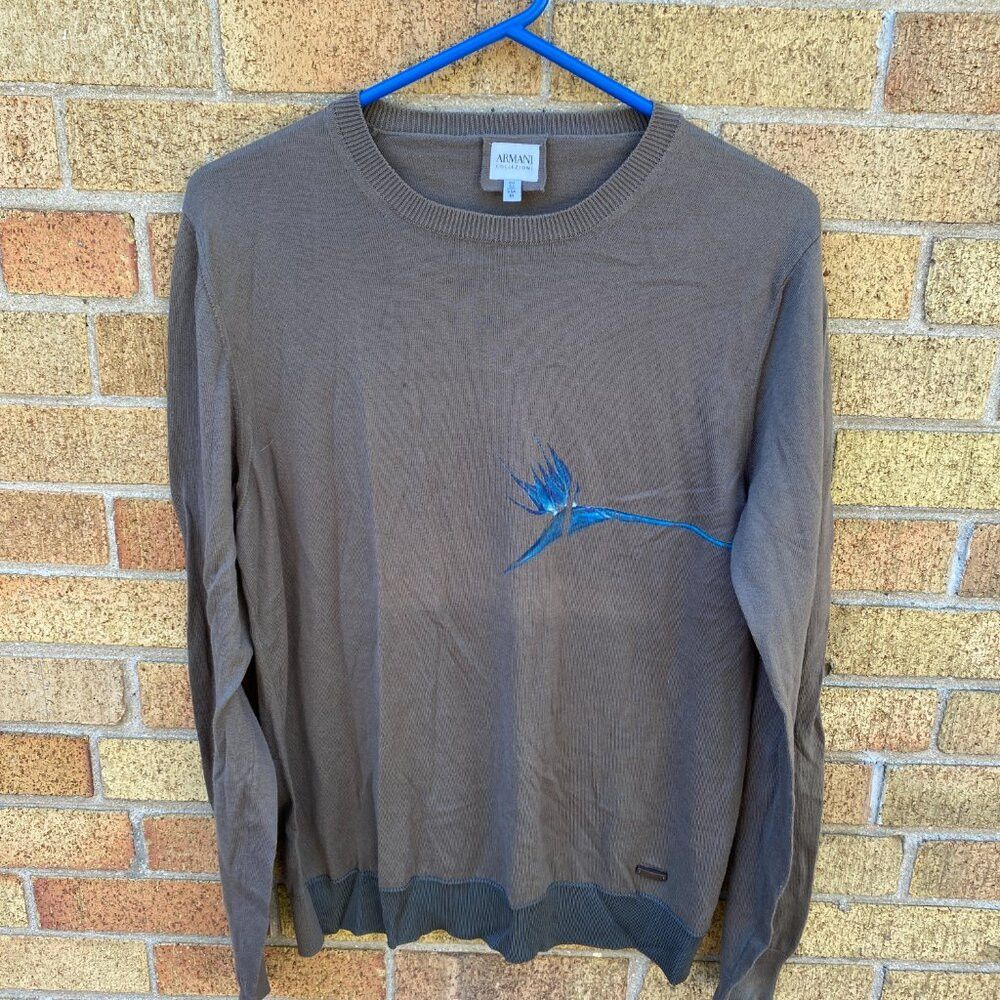 Armani Vintage Armani Wool Blend Hummingbird Sweater Medium Gray Size US M / EU 48-50 / 2 - 3 Thumbnail