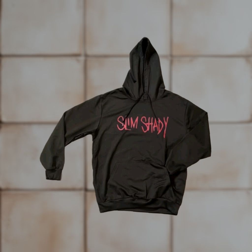 Vintage Eminem Slim Shady Black Hoodie Sweatshirt Mens Size L 47" Chest 28" Length Hoodie Pullover Graphic Print Logo Pockets Size US L / EU 52-54 / 3 - 1 Thumbnail