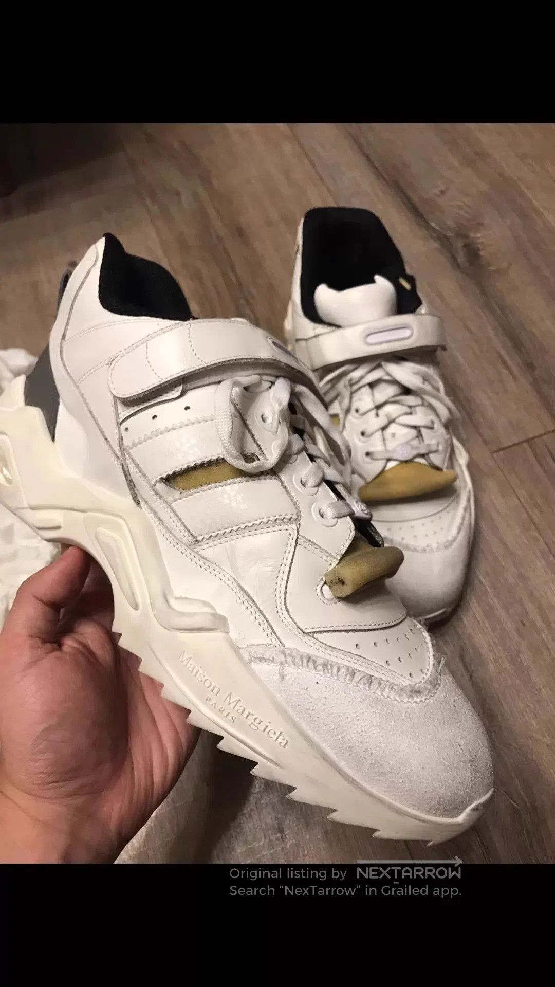 Maison Margiela White Lowtop Sneakers with Strap. Size US 11 / EU 44 - 2 Thumbnail