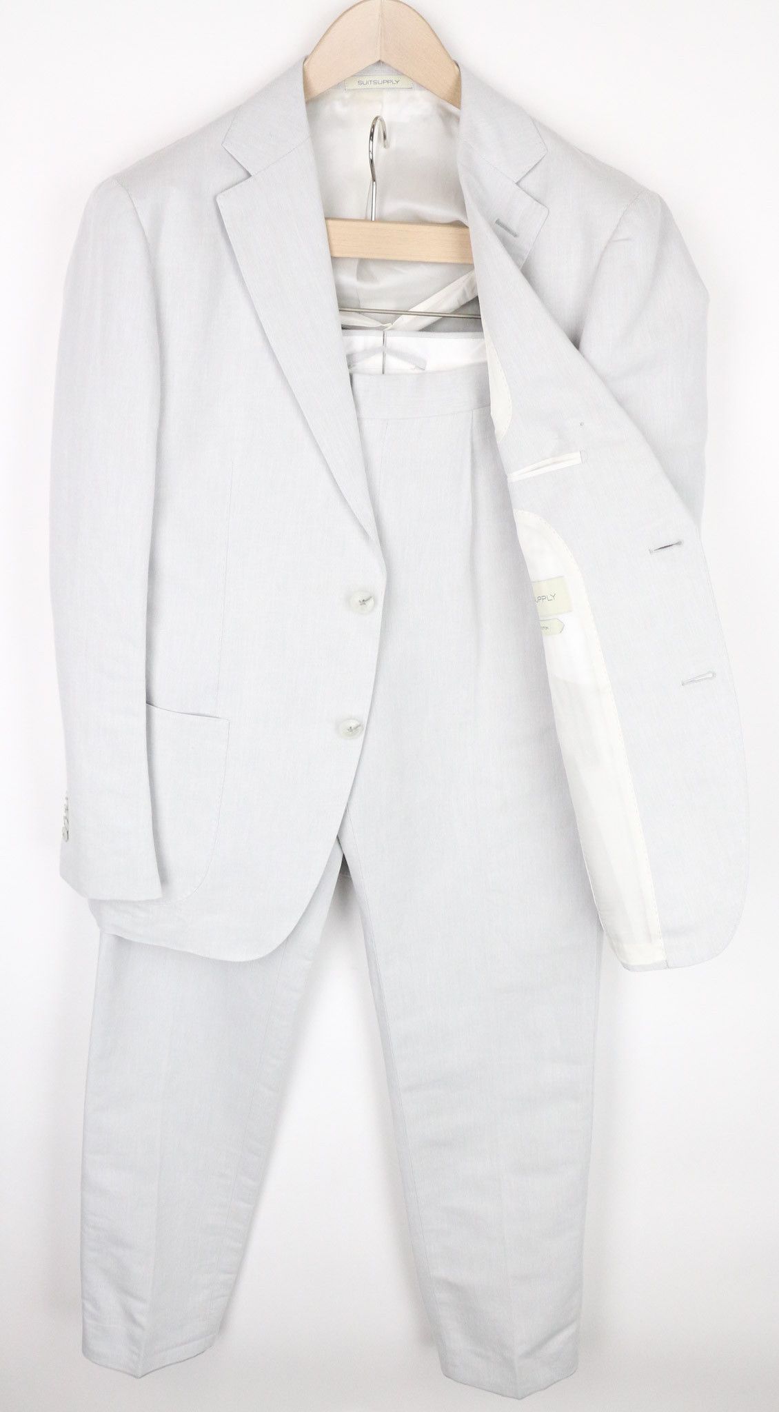 Suitsupply HAVANA PATCH UK40S Grey Slim Linen Cotton Suit 73445 Size 40S - 1 Thumbnail