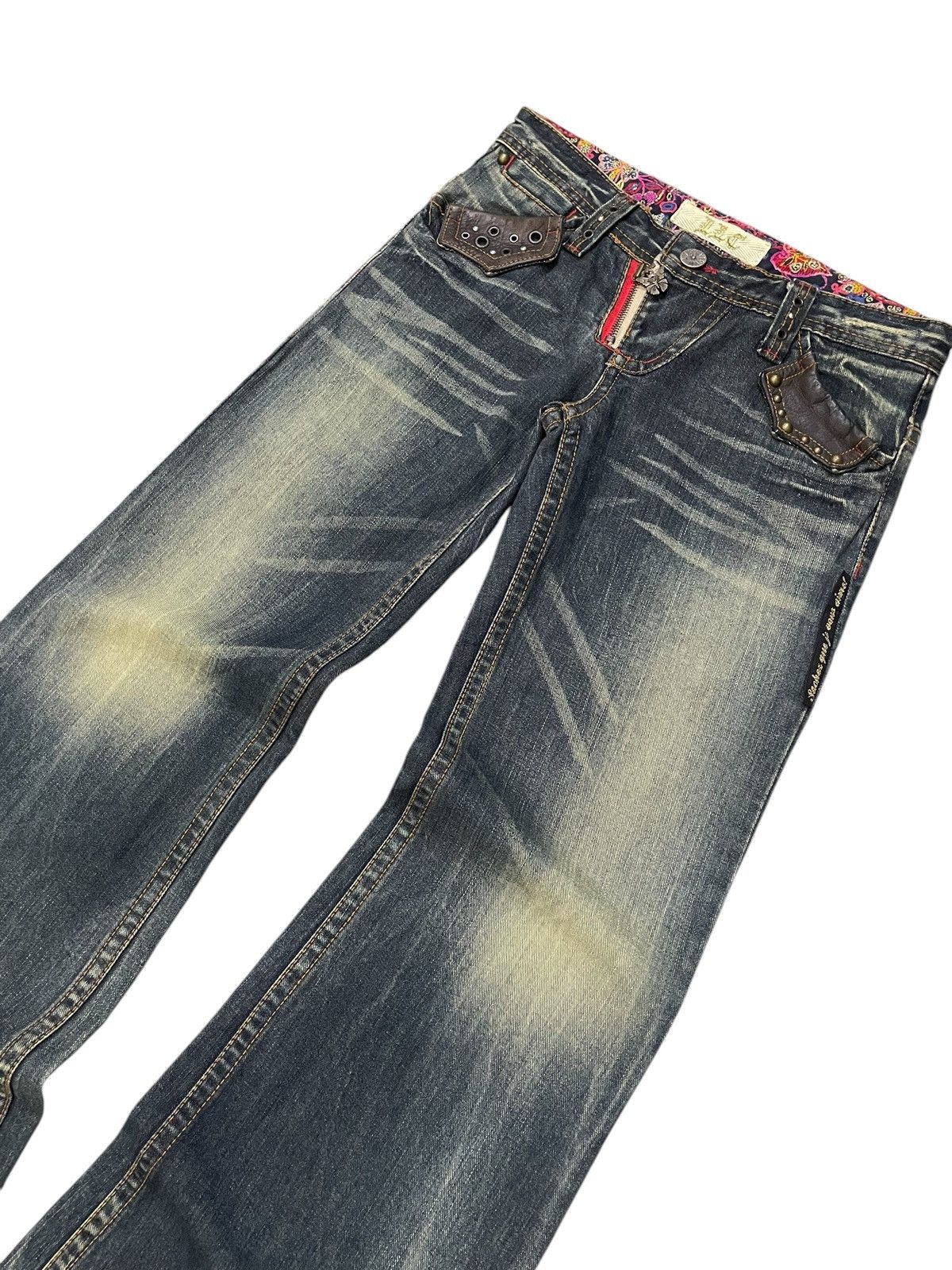 Hysteric Glamour × Japanese Brand LLC Japan Studded Mud Wash Embellished Flare Wide Leg Jeans Size US 29 - 3 Thumbnail