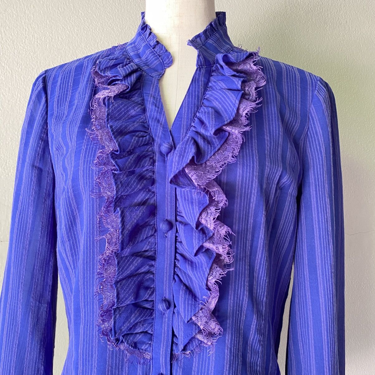 Pierre Cardin Pierre Cardin Purple Sheer Ruffle Blouse Size M / US 6-8 / IT 42-44 - 23 Thumbnail