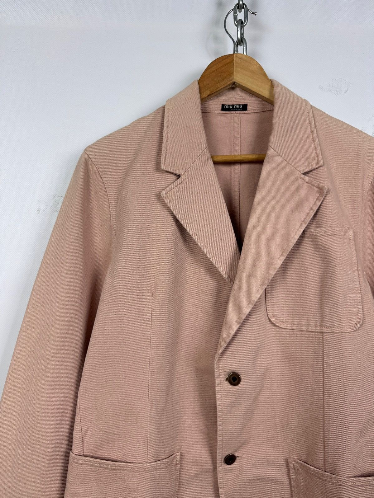 Miu Miu 00s Vintage Miu Miu by Prada Denim T.C. Pink Blazer Jacket Size US M / EU 48-50 / 2 - 6 Thumbnail