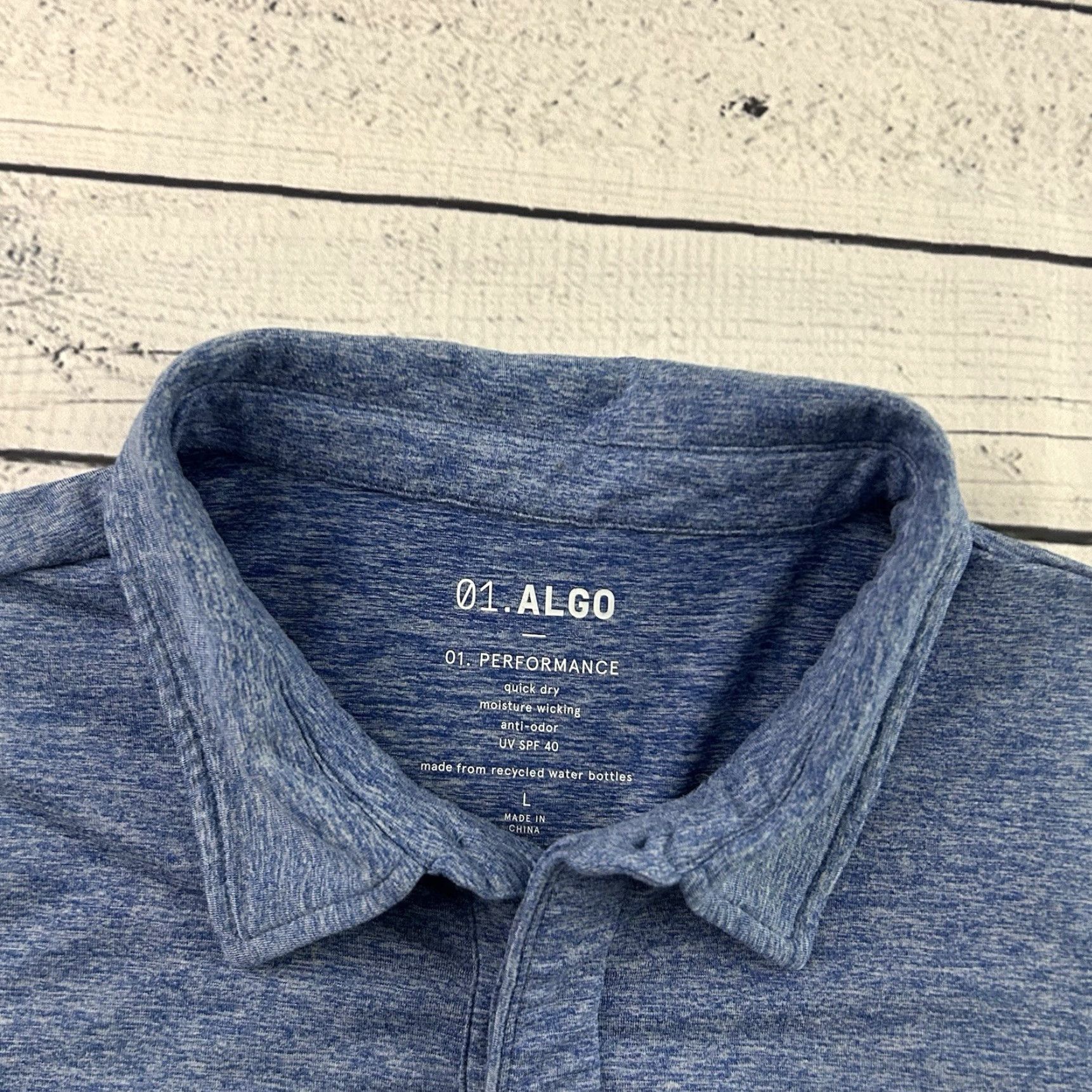 Vintage 01.Algo Performance Short Sleeve Button Front Golf Polo Shirt Men's Large Blue Size US L / EU 52-54 / 3 - 2 Thumbnail