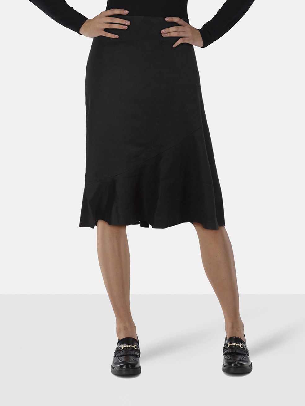 Nicole Farhi Black Wool Flared Hem Skirt Size 32" / US 10 / IT 46 - 1 Thumbnail