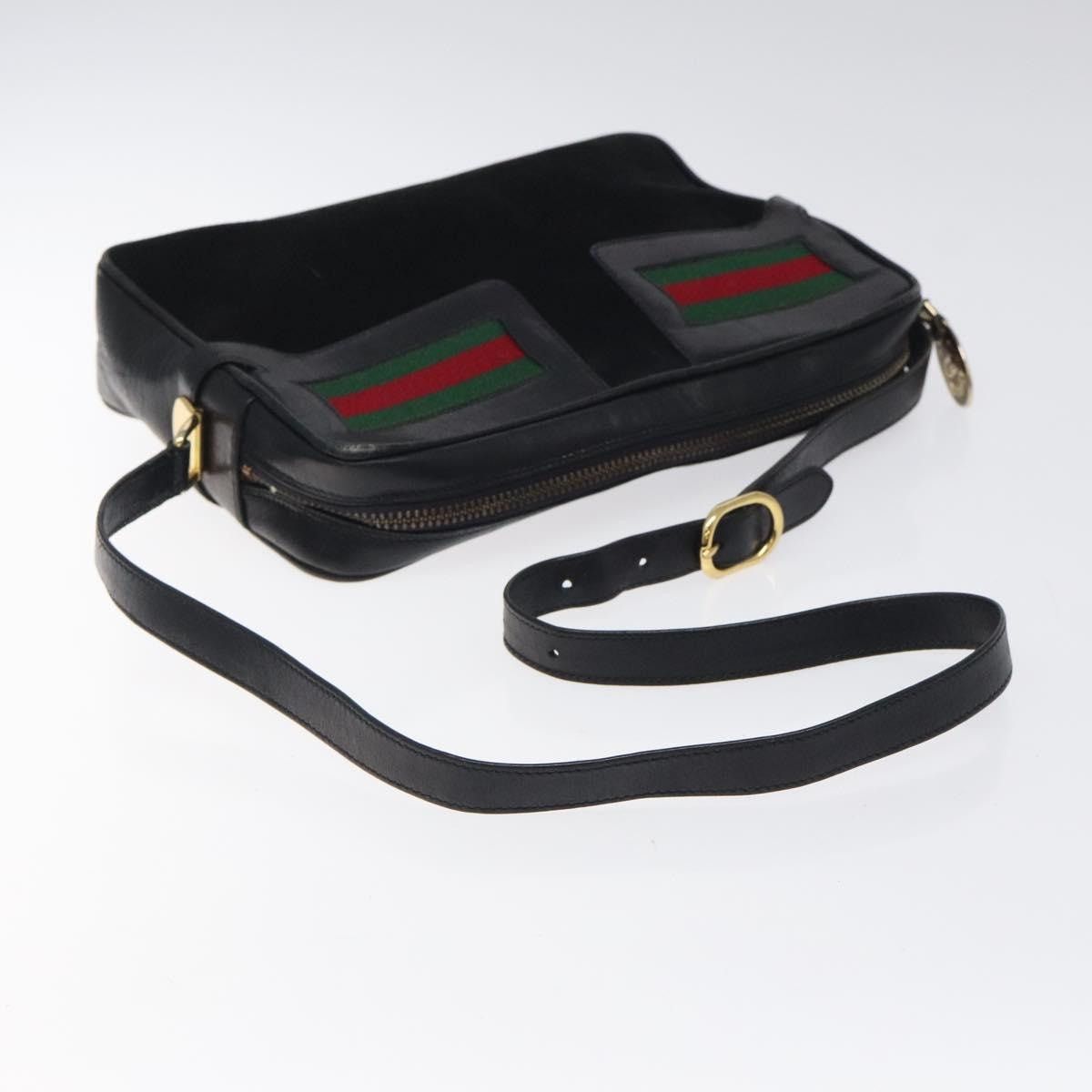 Gucci GUCCI Web Sherry Line Shoulder Bag Suede Black Gold Red Size ONE SIZE - 7 Thumbnail