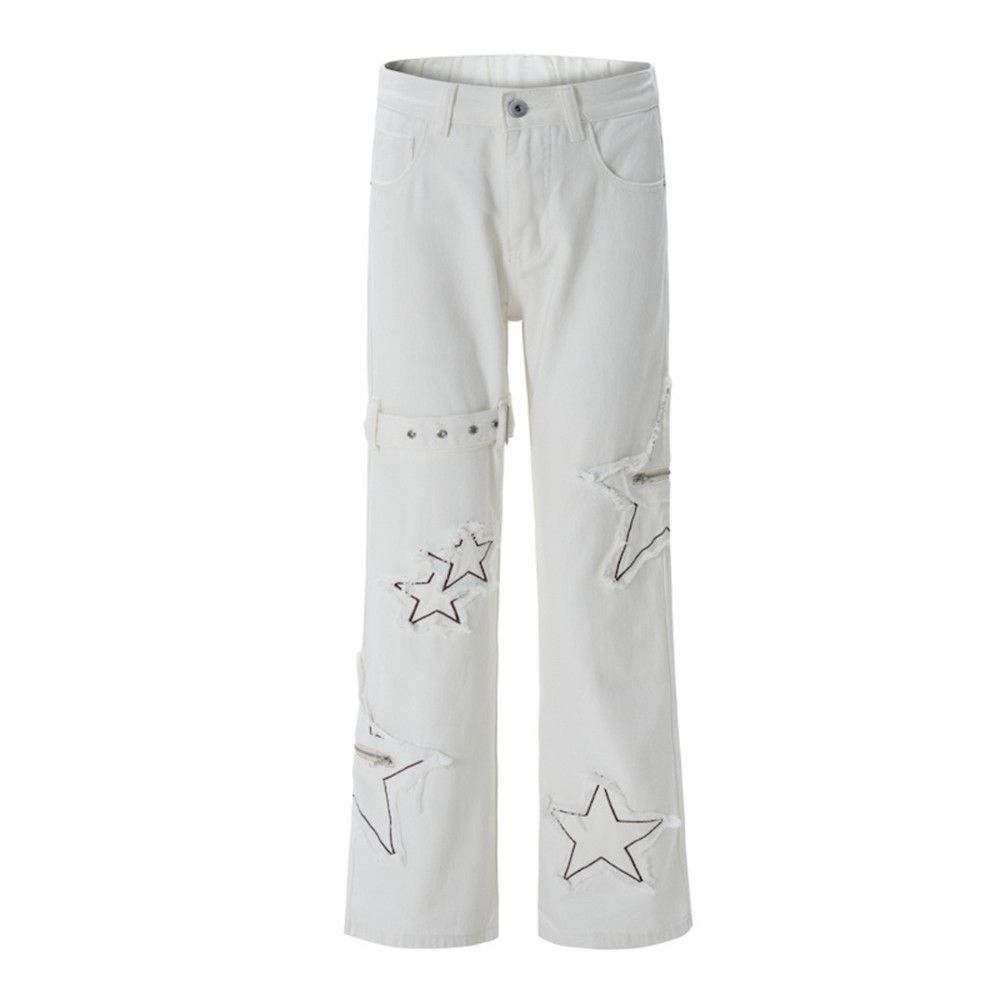 Japanese Brand Men's high school street style star embroidered flared jeans Size US 32 / EU 48 - 4 Thumbnail