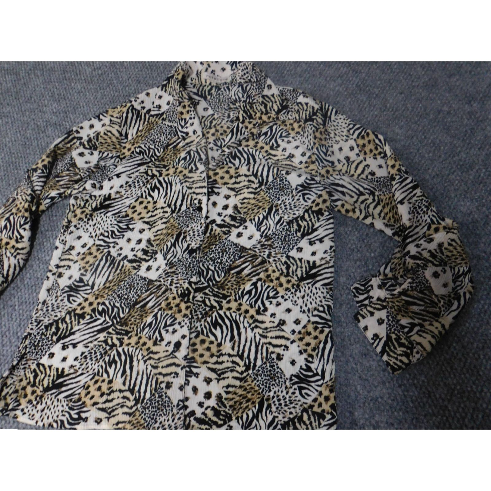 Vintage Notations Womens Blouse Button Down Large Brown Nature Size L / US 10 / IT 46 - 4 Thumbnail