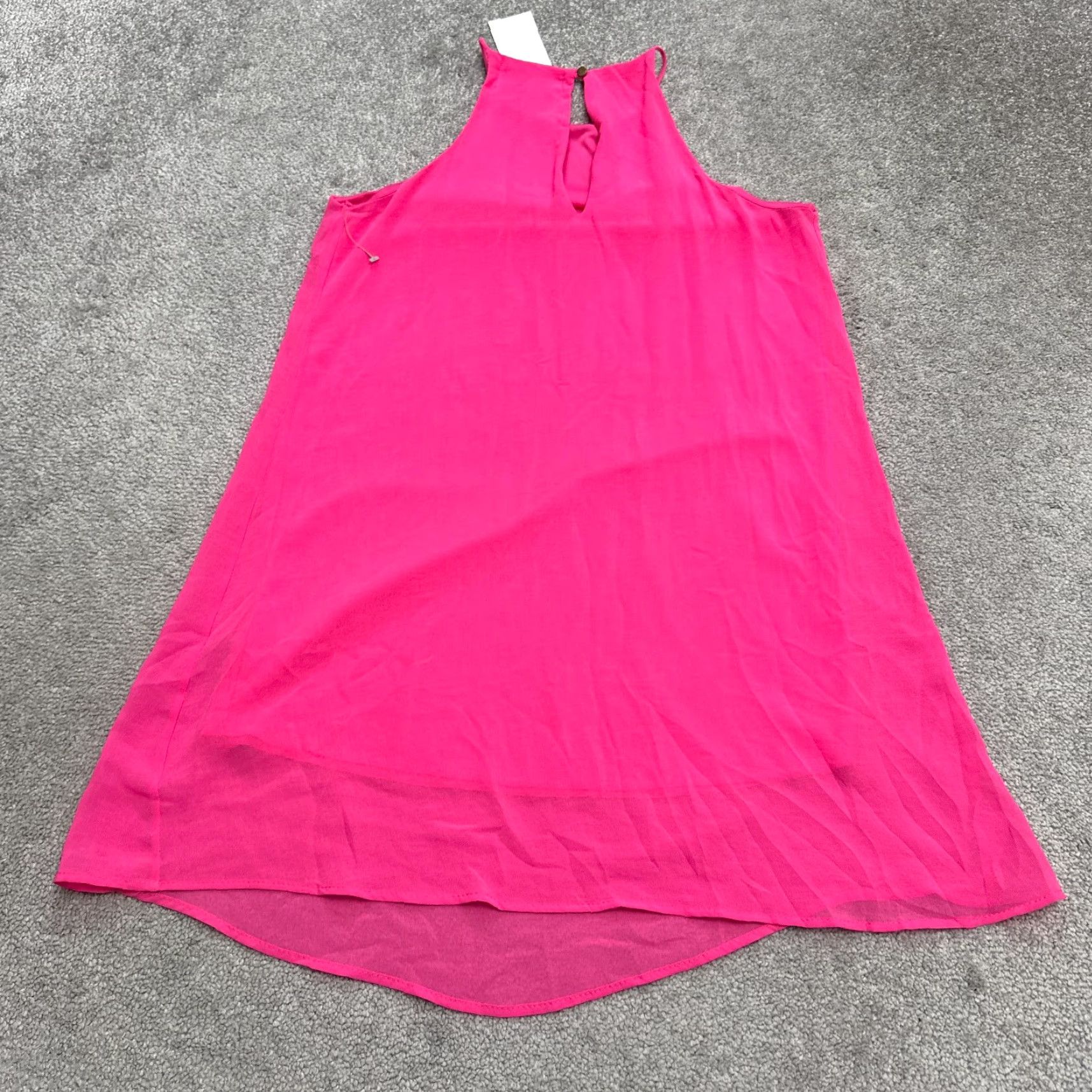 Vintage Meghan Dress Womens Medium Pink Lined Chiffon Polyester Halter Mini Tank Slip Solid Size M / US 6-8 / IT 42-44 - 2 Thumbnail