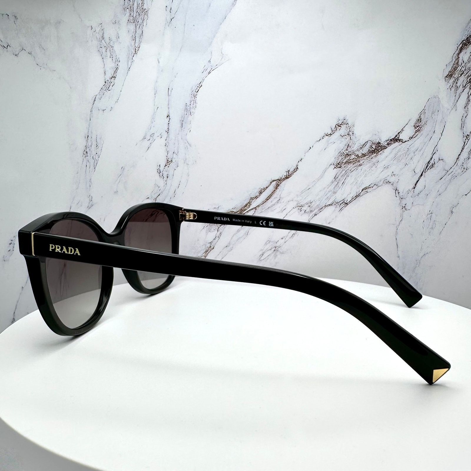Prada New PRADA Sunglasses Black Gold Square Gray Lens Size ONE SIZE - 4 Thumbnail