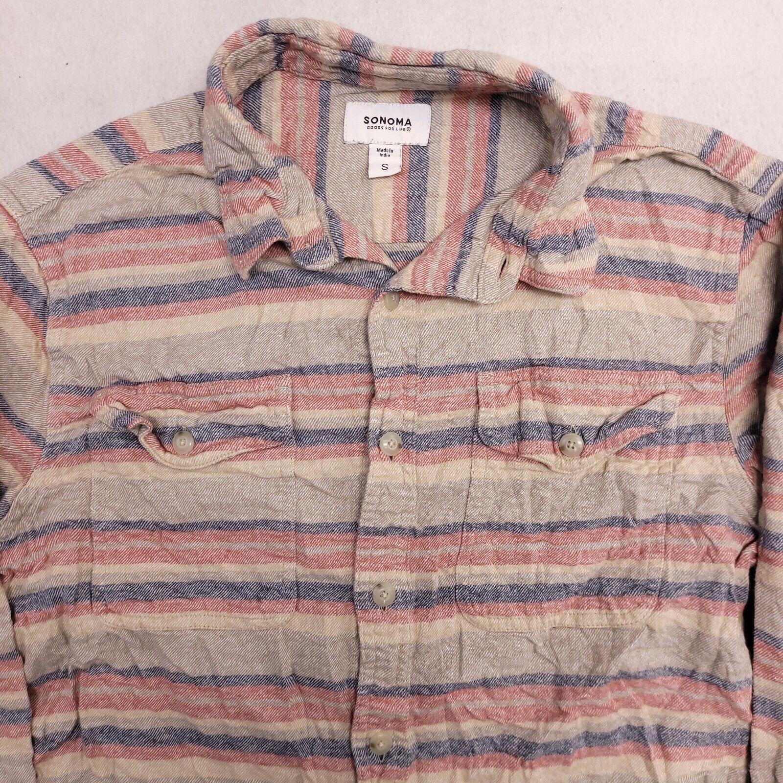 Sonoma Sonoma Flannel Shirt Mens Size Small S Red Blue Striped Size US S / EU 44-46 / 1 - 1 Thumbnail