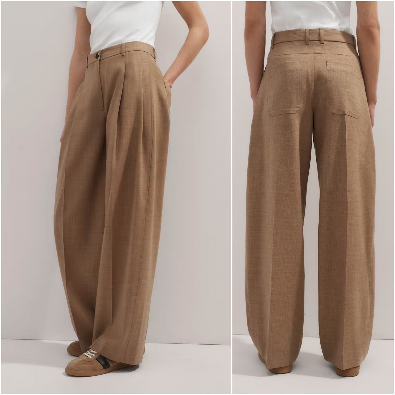 ME+EM ME+EM Pleat Front Trousers Italian wool Tailoring Biscuit 0 Size 25" / US 0 / IT 36 - 1 Thumbnail