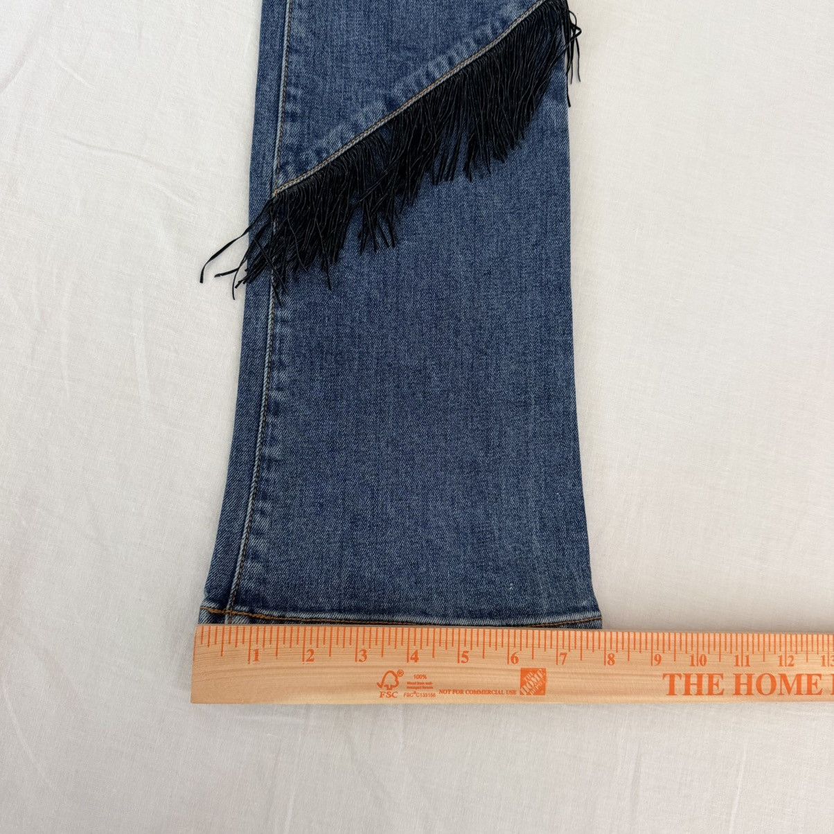 Bebe Bebe Y2K Low Rise Faux Leather Fringe Bootcut Jeans 27 Size 27" / US 4 / IT 40 - 16 Thumbnail