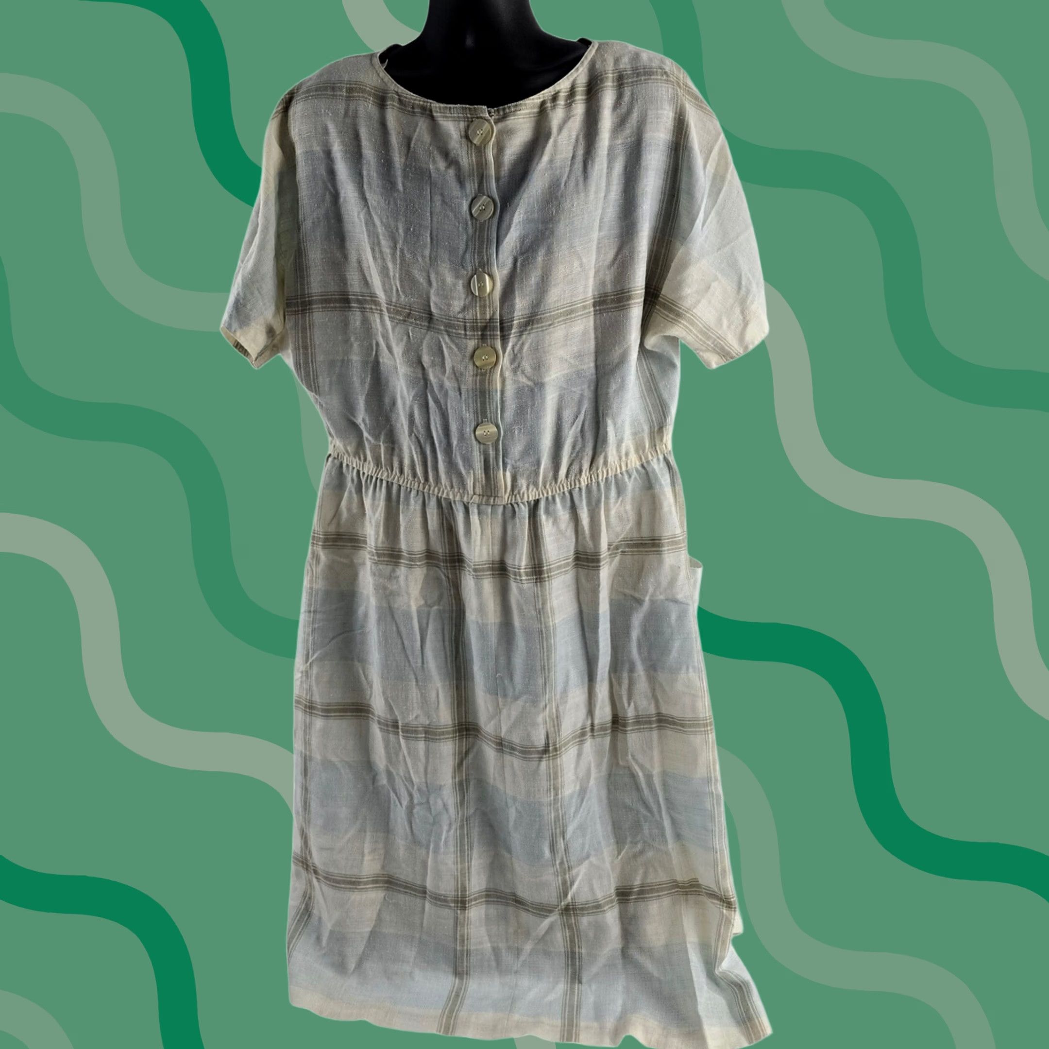 Evan Picone VINTAGE Evan Picone Women's Plaid Linen Blend Button Front Midi Dress Pockets Size 14 Size XL / US 12-14 / IT 48-50 - 1 Thumbnail