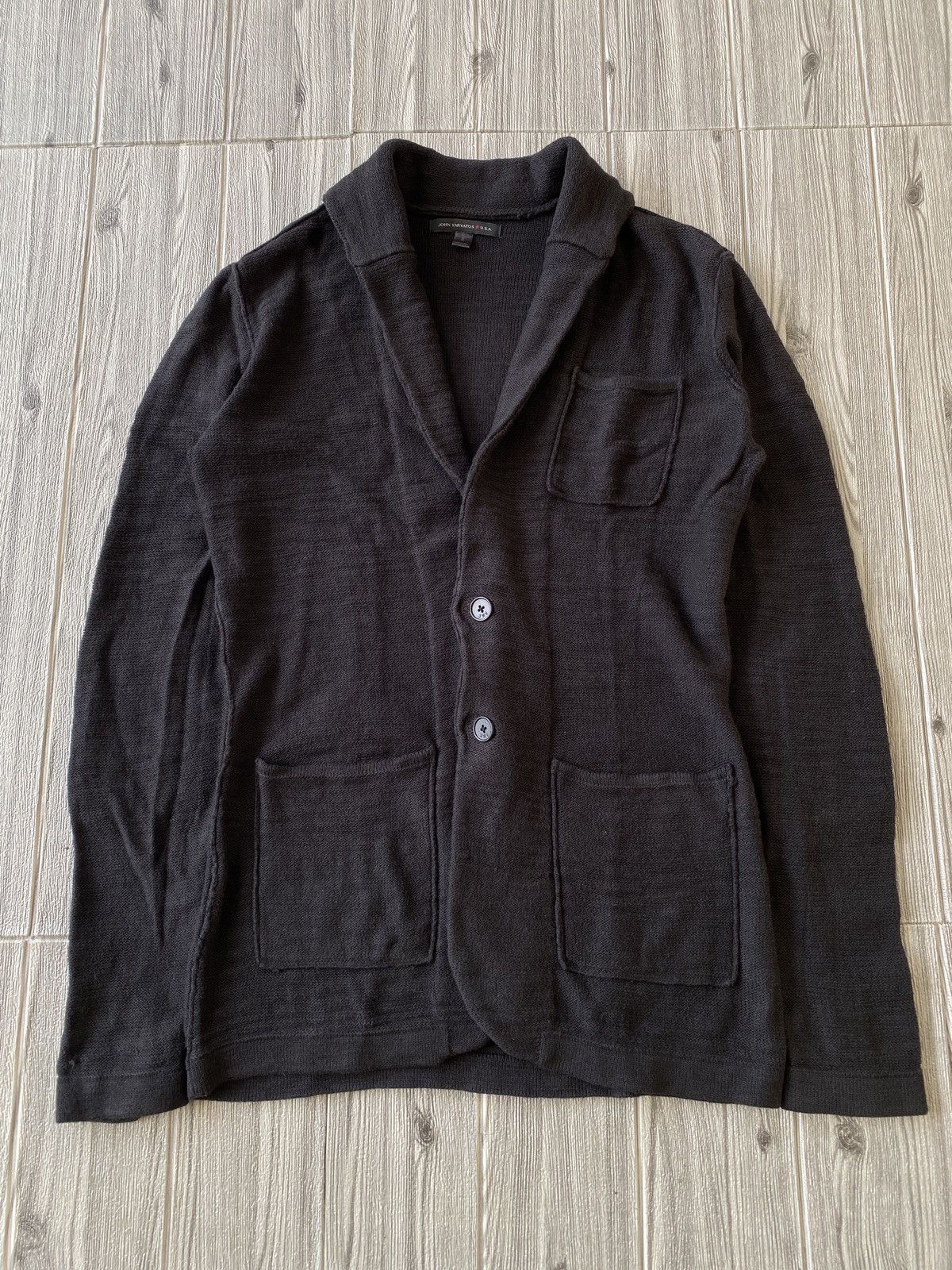 image of John Varvatos Black Collar Cardigan, Men's (Size Small)