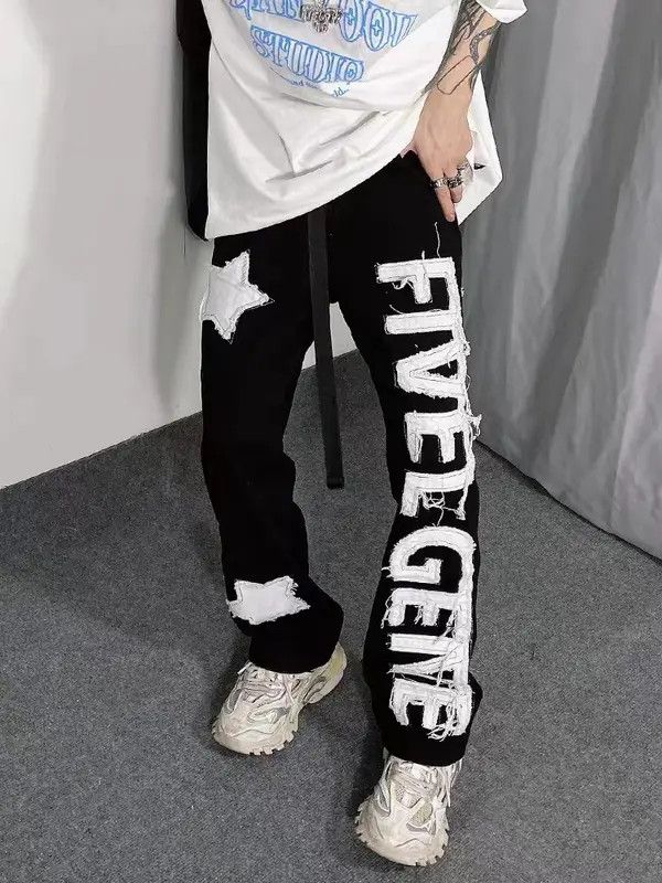 Japanese Brand High street black letter patch workwear casual trousers Size US 32 / EU 48 - 4 Thumbnail