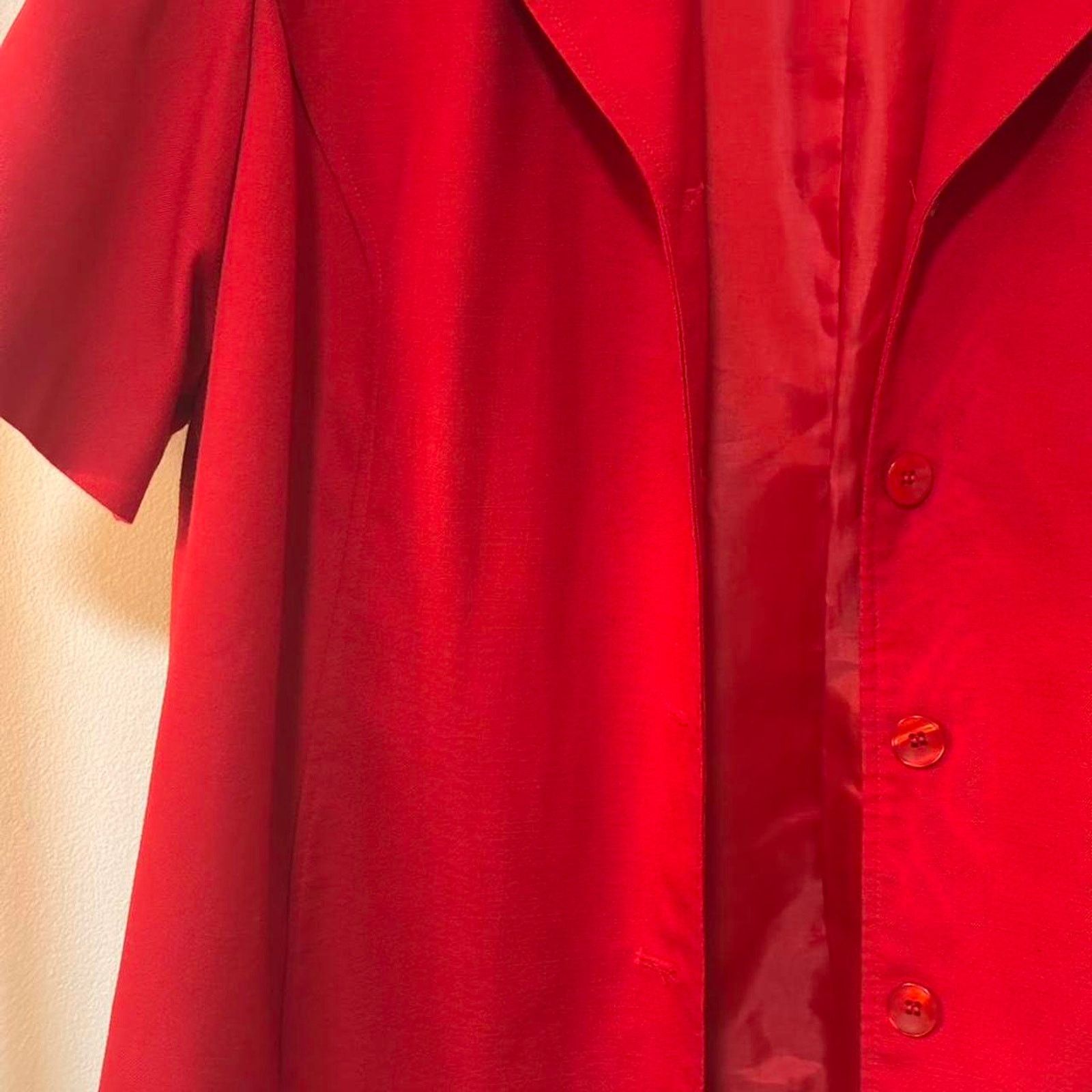 Other Vintage Dressbarn Red Short Sleeve Blazer Jacket Women’s Size L / US 10 / IT 46 - 3 Thumbnail