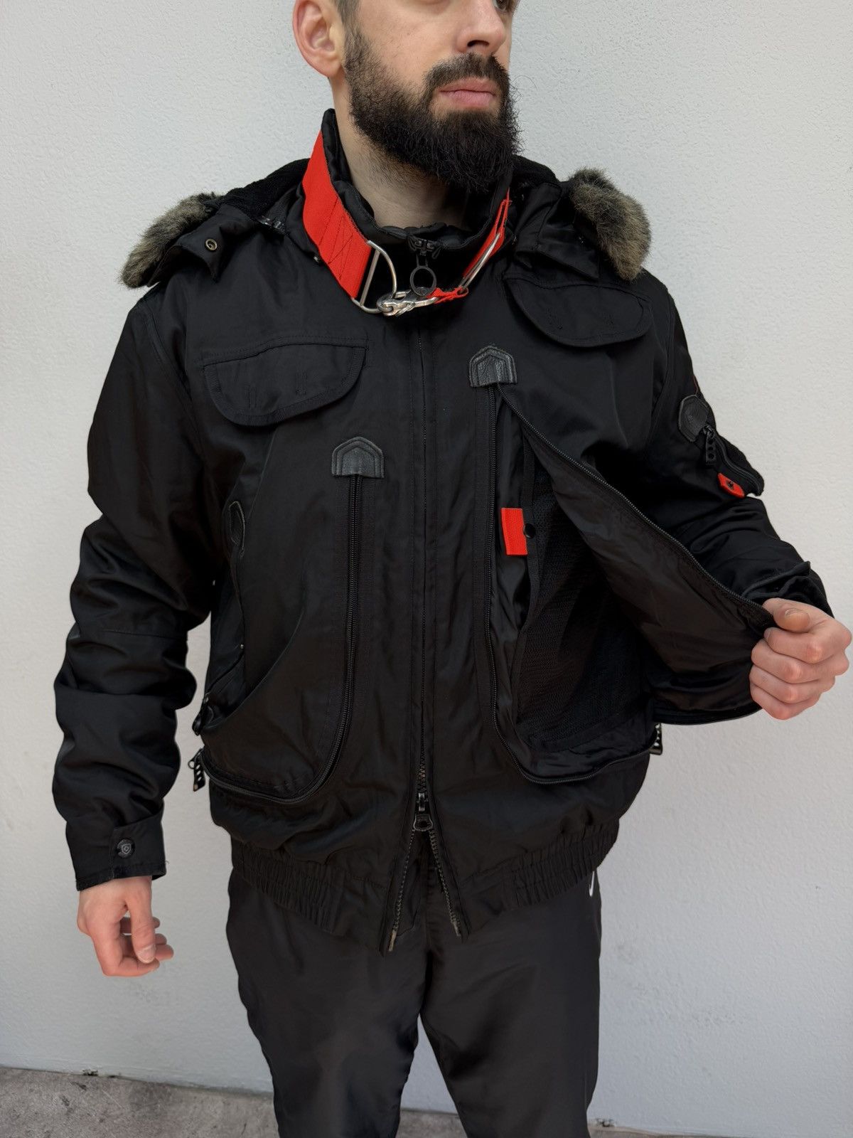 If Six Was Nine Vintage Rick Owens Vibe Black Bomber Jacket Faux Fur Collar Size US L / EU 52-54 / 3 - 5 Thumbnail