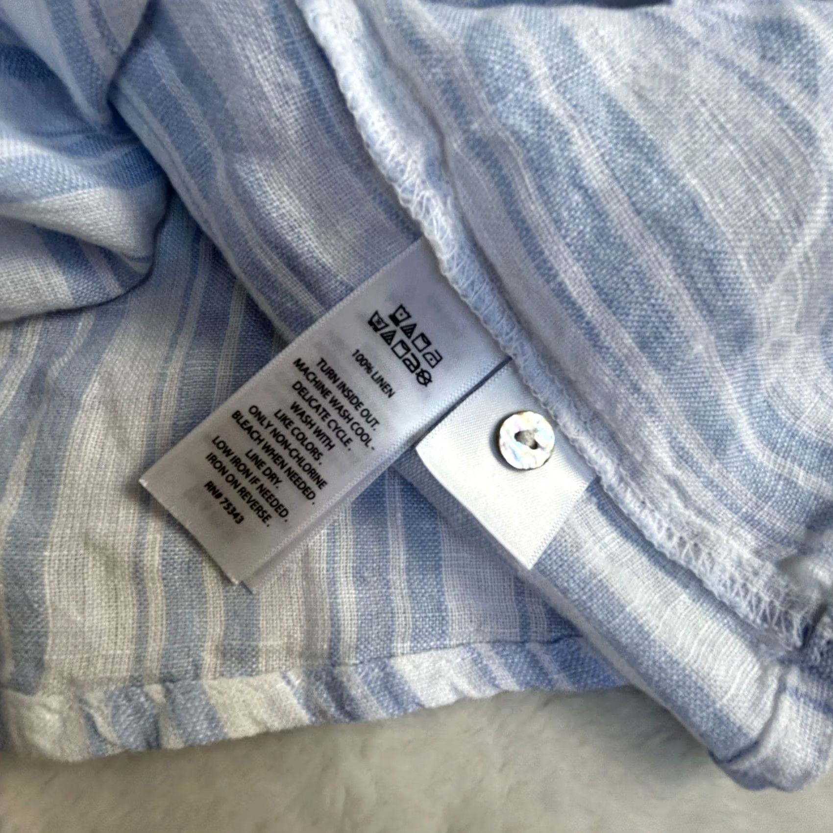 Vintage Sigrid Olsen Womens Blue White Striped 100% Linen Button-Up Shirt Medium Casual Size M / US 6-8 / IT 42-44 - 4 Thumbnail