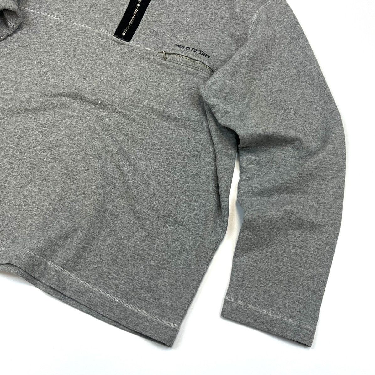 Polo Ralph Lauren × Ralph Lauren × Vintage Vintage Polo Sport Ralph Lauren Logo Grey Cotton 1/4 Zip -L Size US L / EU 52-54 / 3 - 8 Thumbnail