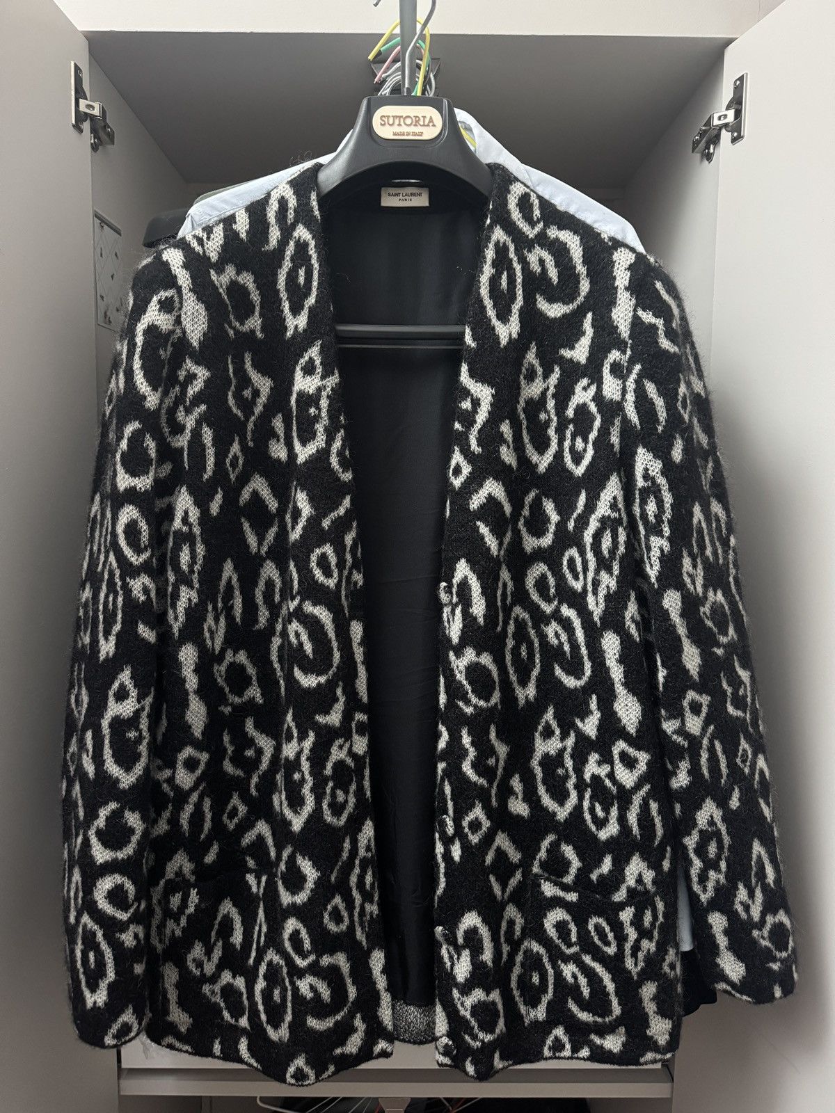 Saint Laurent Paris Saint Laurent FW15 Hedi Slimane Leopard Mohair Cardigan Size US M / EU 48-50 / 2 - 1 Thumbnail