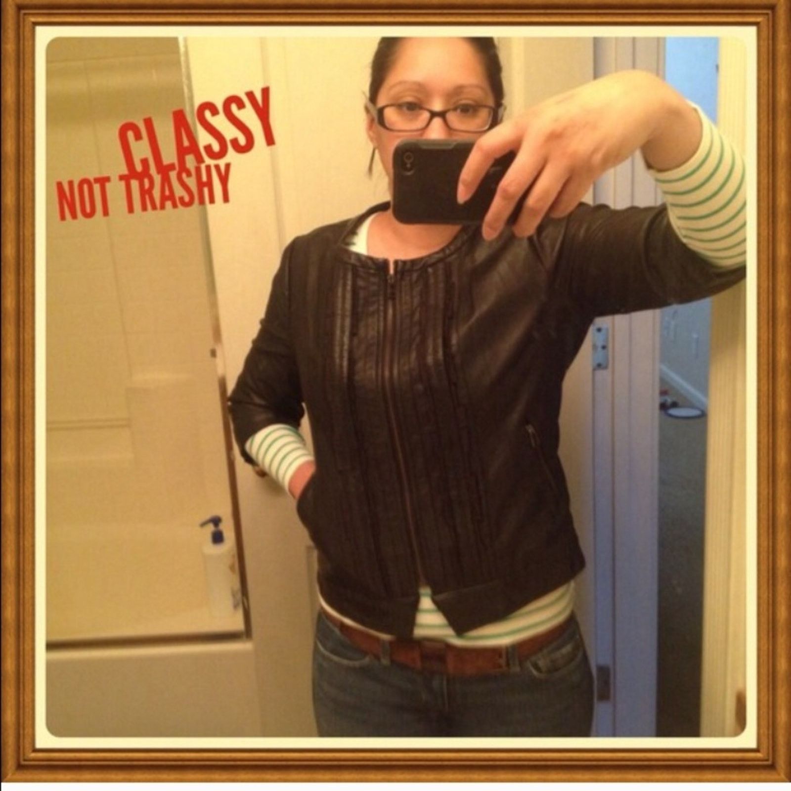 Other Faux leather zip front 3 quarter sleeve button accent jacket Size S / US 4 / IT 40 - 3 Thumbnail