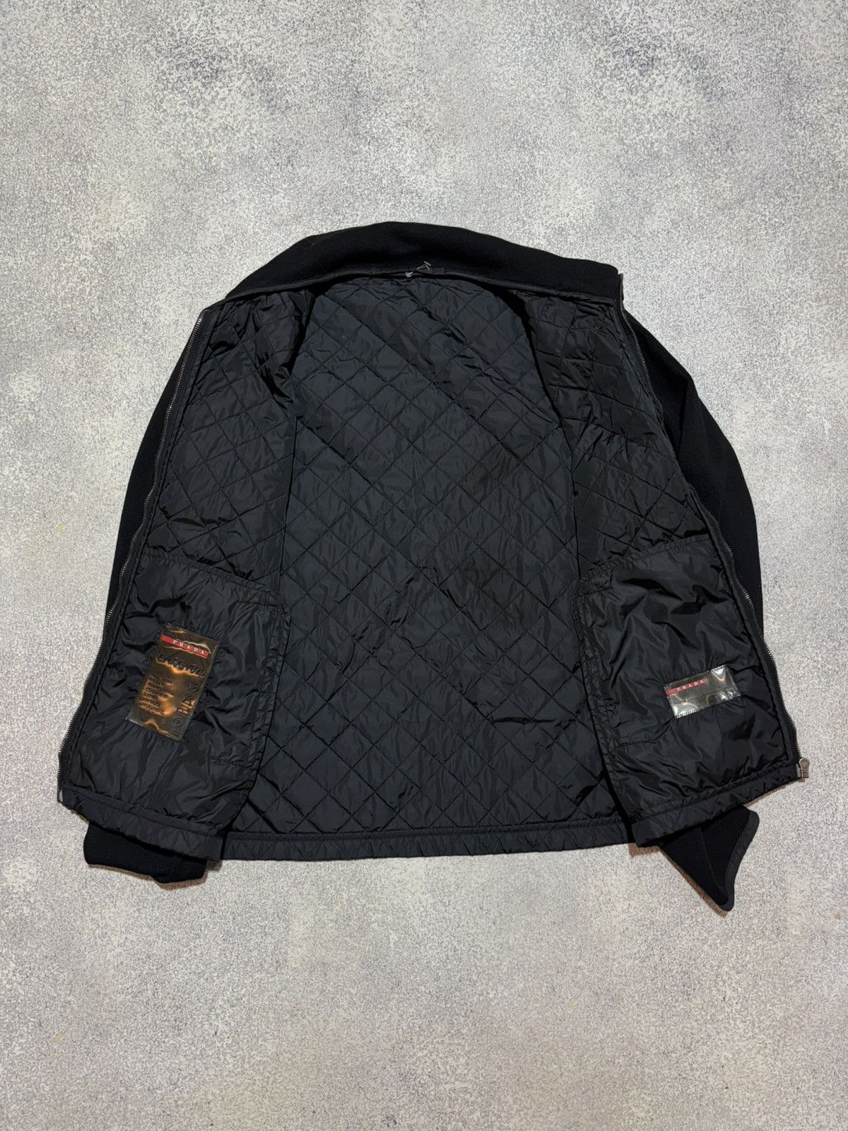 Prada Prada Nylon Jacket Quilted Knit Switching Wool 52 Black Size US XL / EU 56 / 4 - 14 Thumbnail